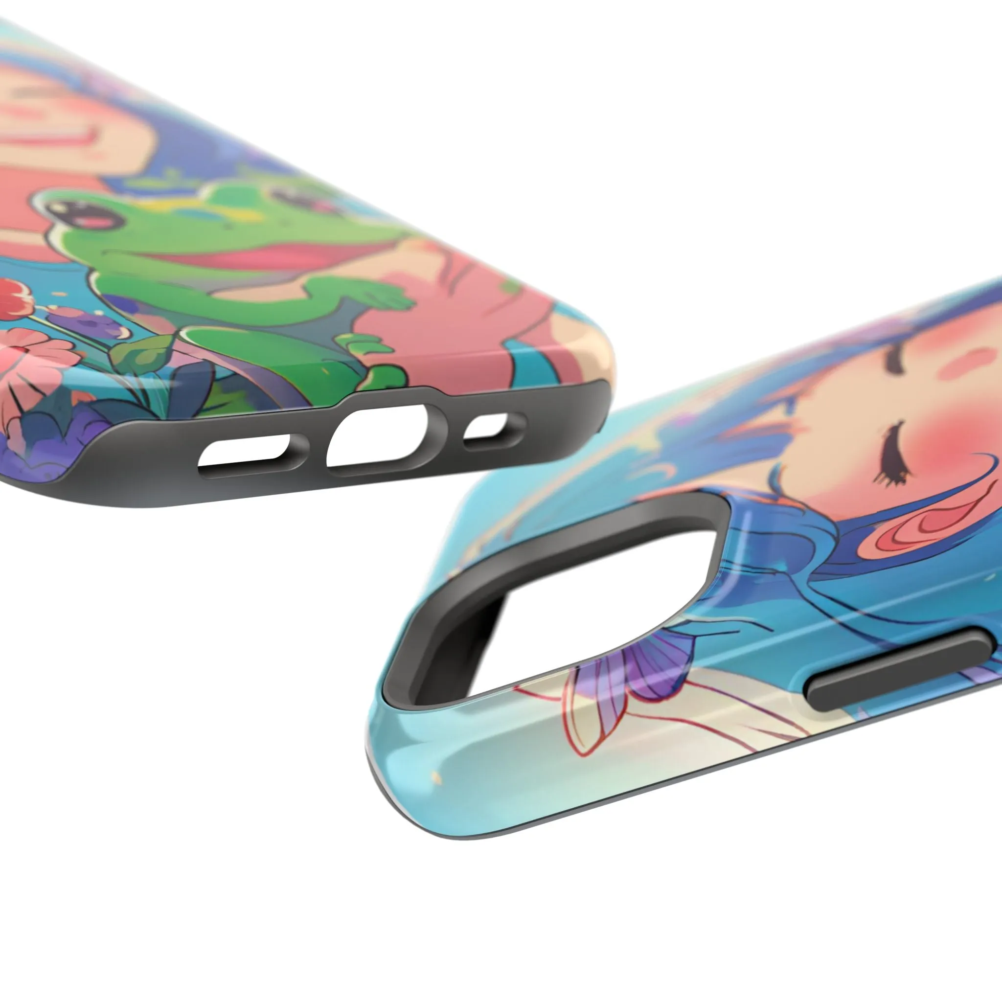 Cute Frog & Girl Impact-Resistant Phone Case | Vibrant Cartoon Design for Nature Lovers