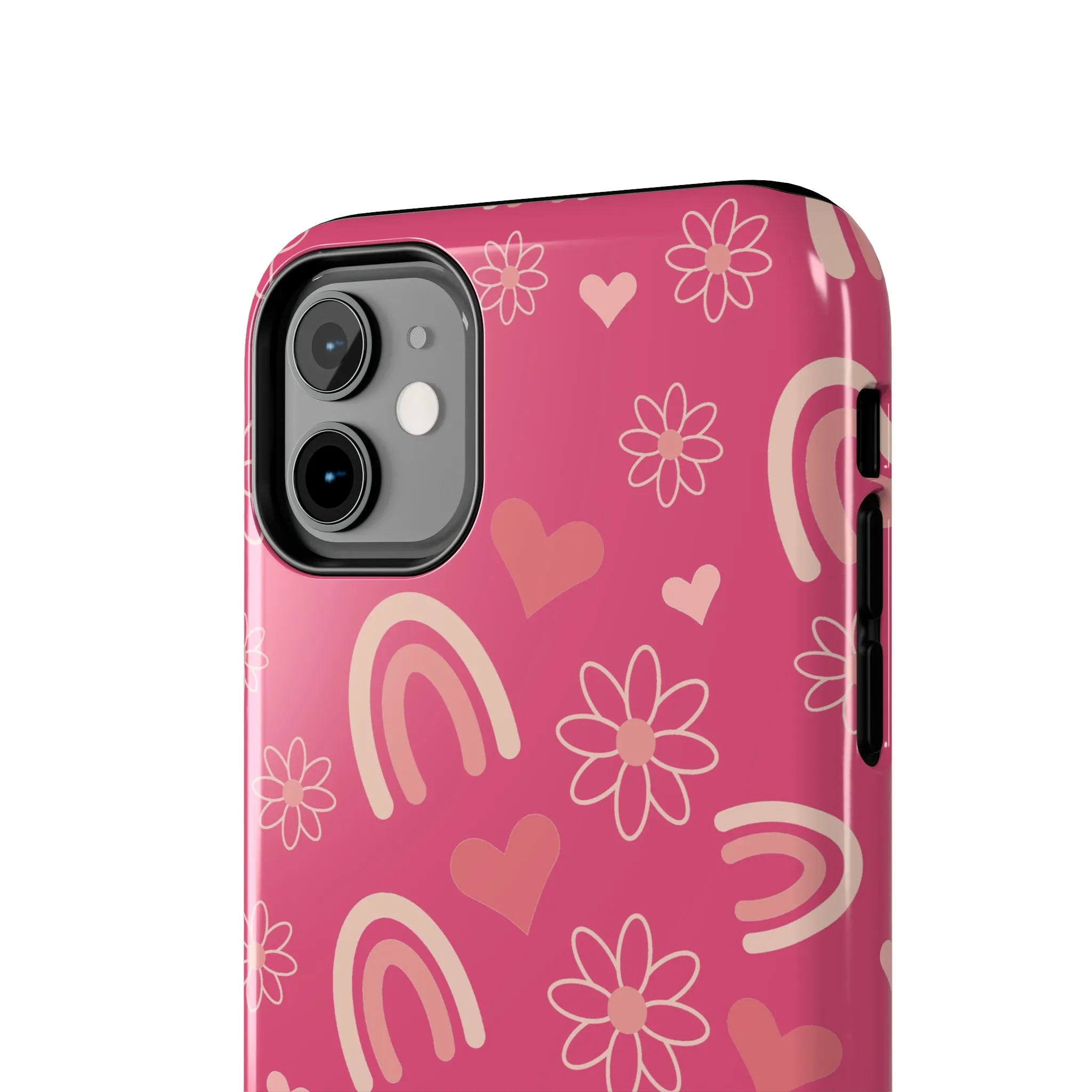 Dark Pink Boho Rainbow print Design Tough Phone Case compatible with a large variety of iPhone models, Gift, Phone Case