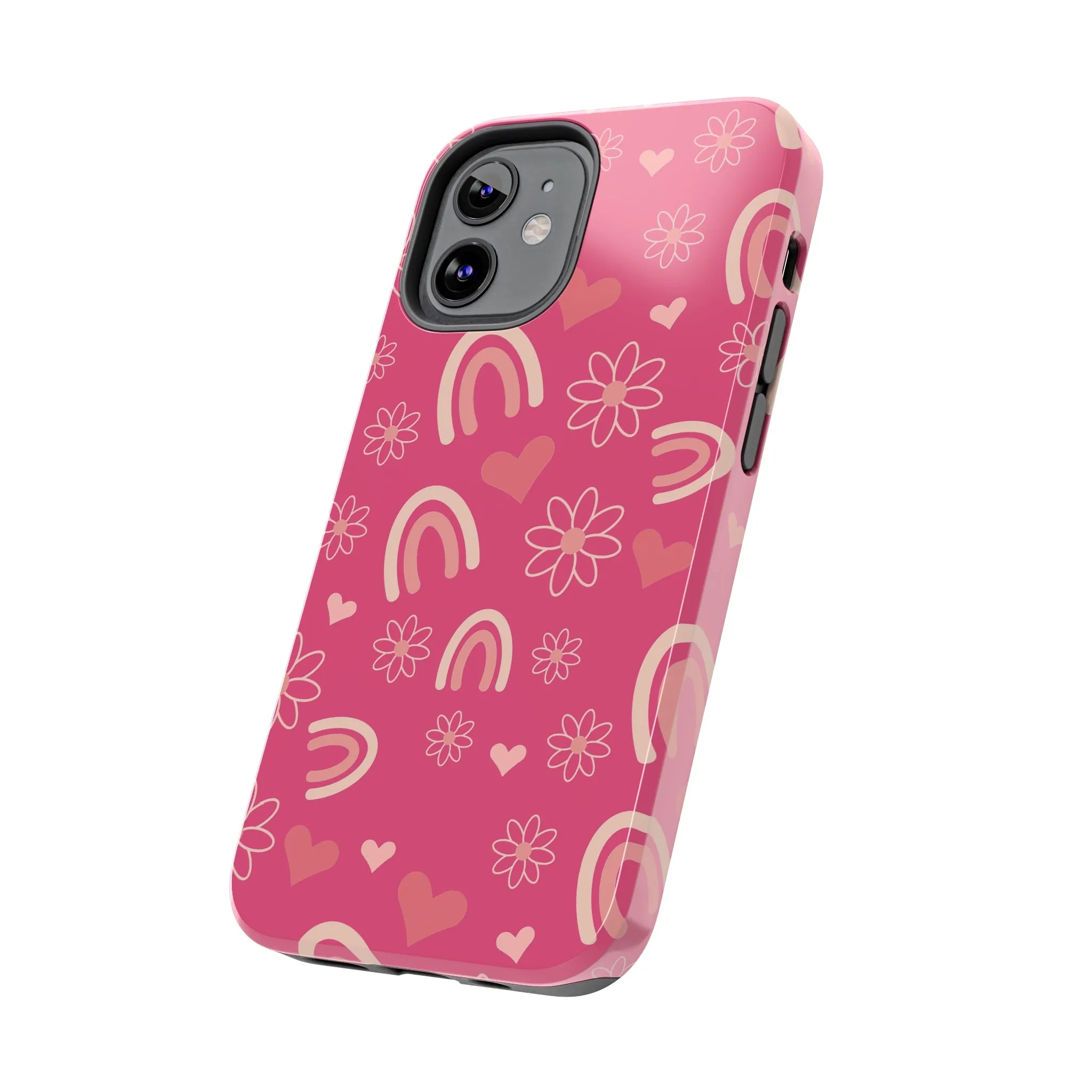 Dark Pink Boho Rainbow print Design Tough Phone Case compatible with a large variety of iPhone models, Gift, Phone Case