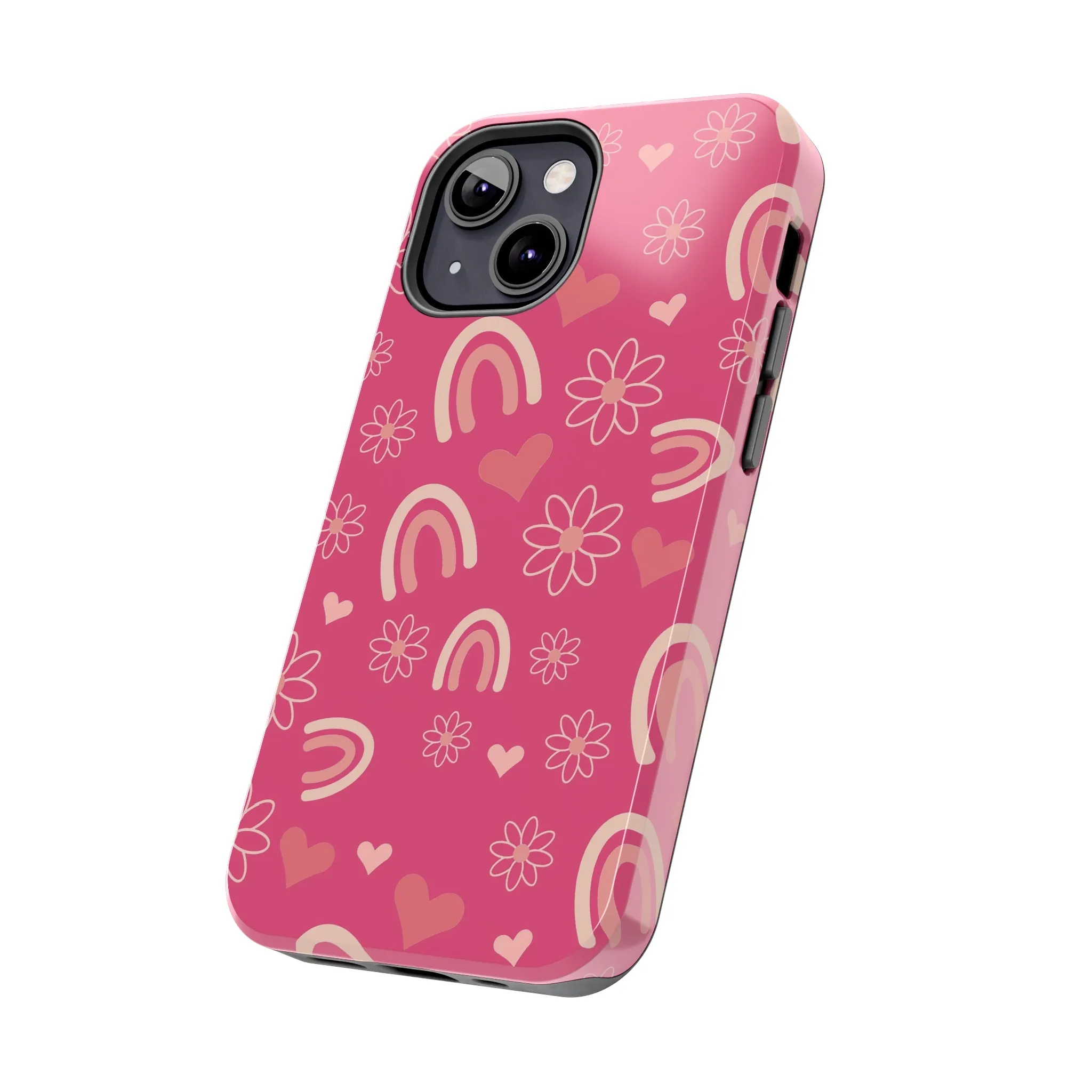 Dark Pink Boho Rainbow print Design Tough Phone Case compatible with a large variety of iPhone models, Gift, Phone Case