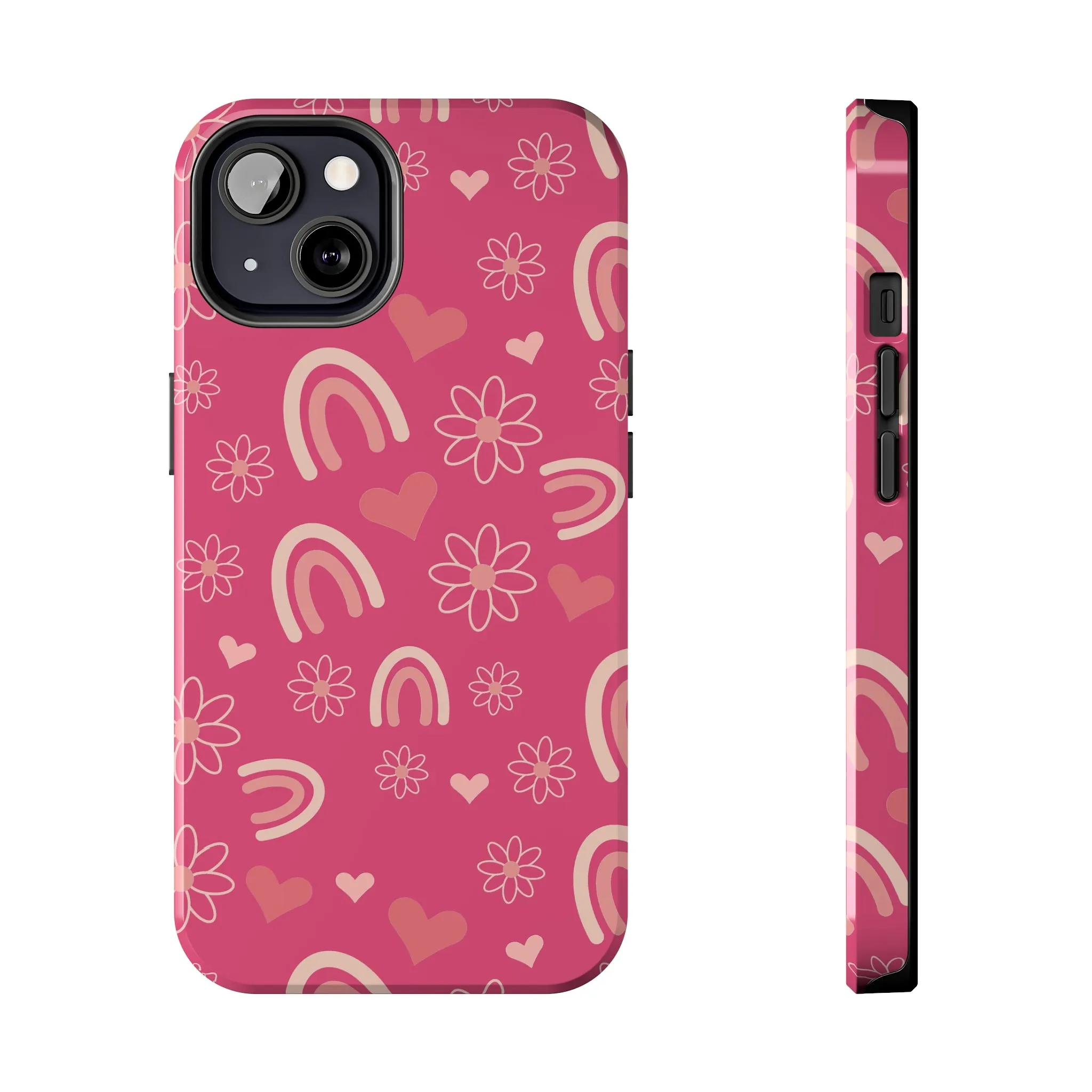 Dark Pink Boho Rainbow print Design Tough Phone Case compatible with a large variety of iPhone models, Gift, Phone Case