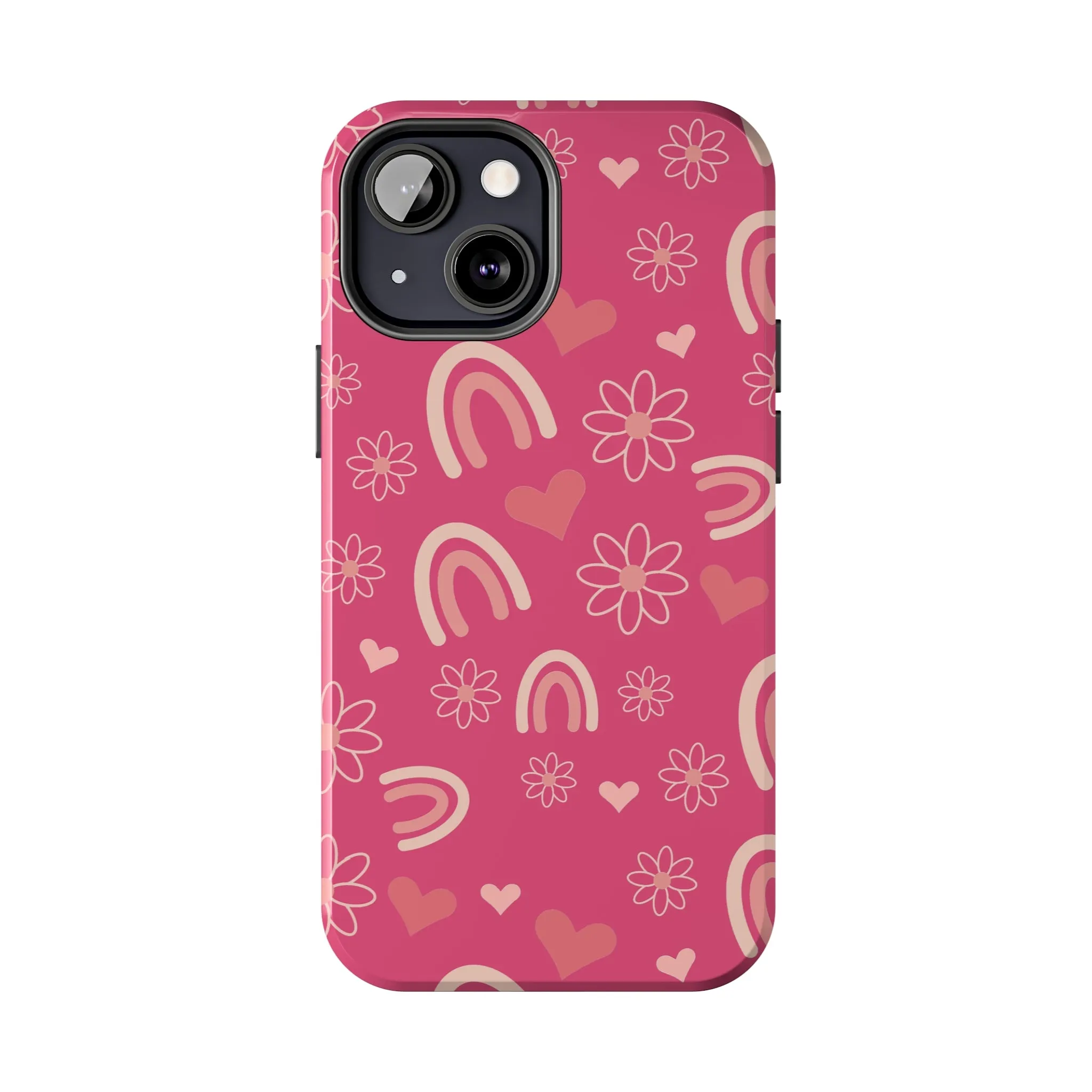 Dark Pink Boho Rainbow print Design Tough Phone Case compatible with a large variety of iPhone models, Gift, Phone Case