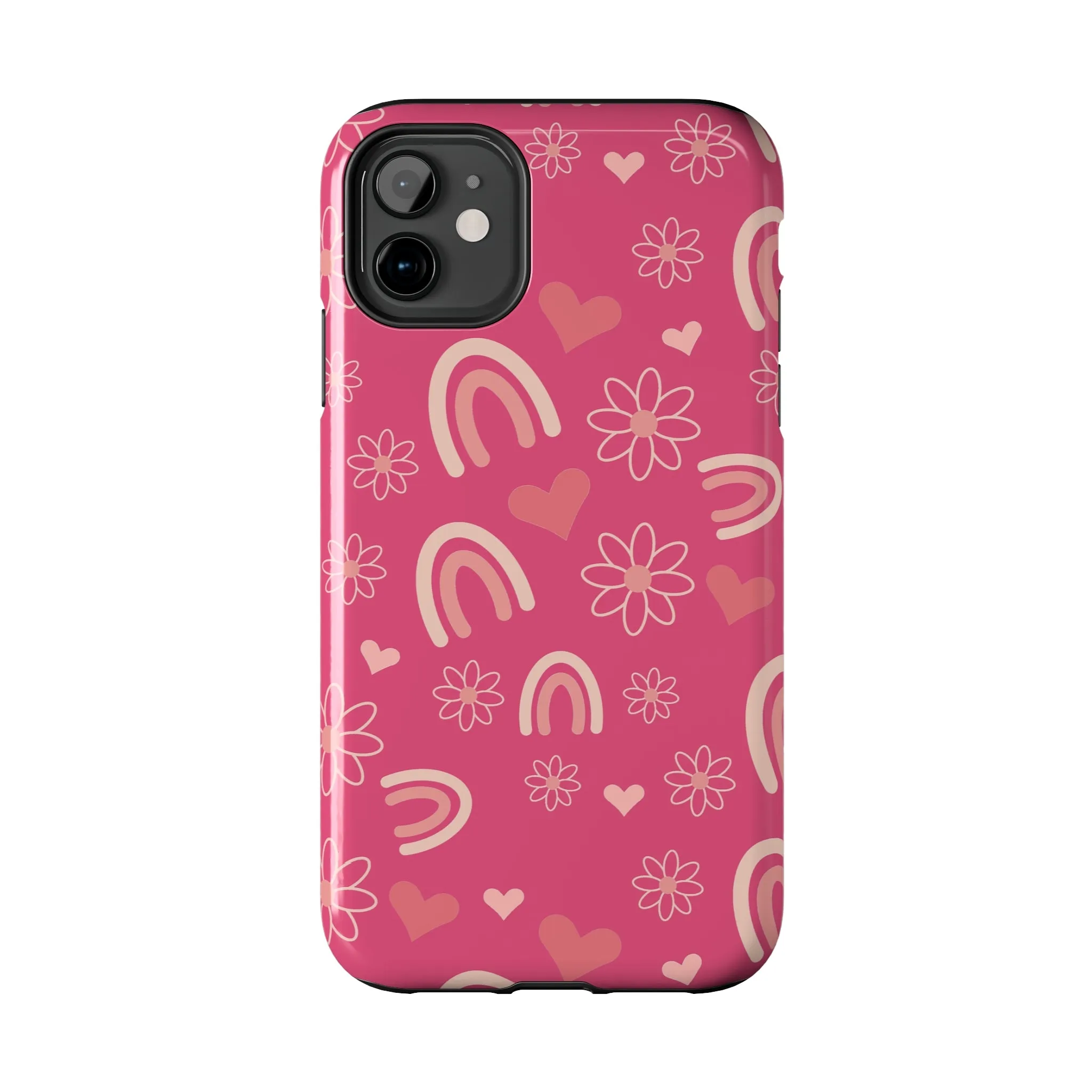 Dark Pink Boho Rainbow print Design Tough Phone Case compatible with a large variety of iPhone models, Gift, Phone Case