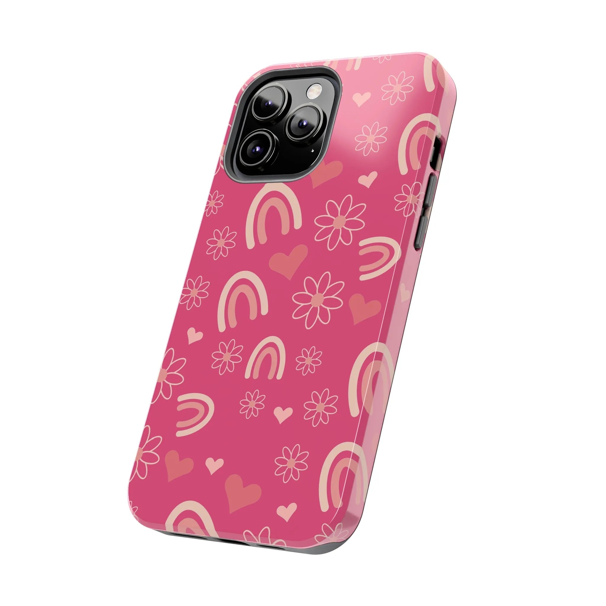 Dark Pink Boho Rainbow print Design Tough Phone Case compatible with a large variety of iPhone models, Gift, Phone Case