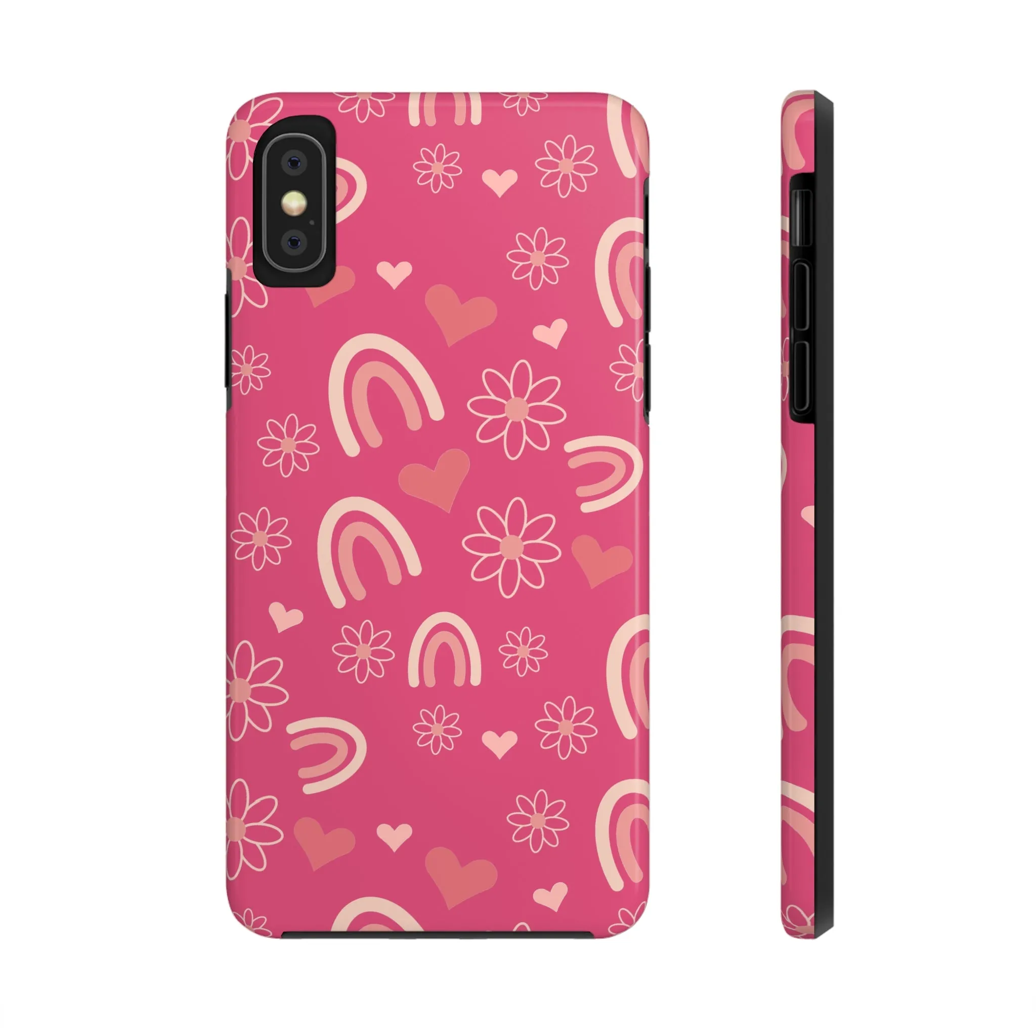 Dark Pink Boho Rainbow print Design Tough Phone Case compatible with a large variety of iPhone models, Gift, Phone Case