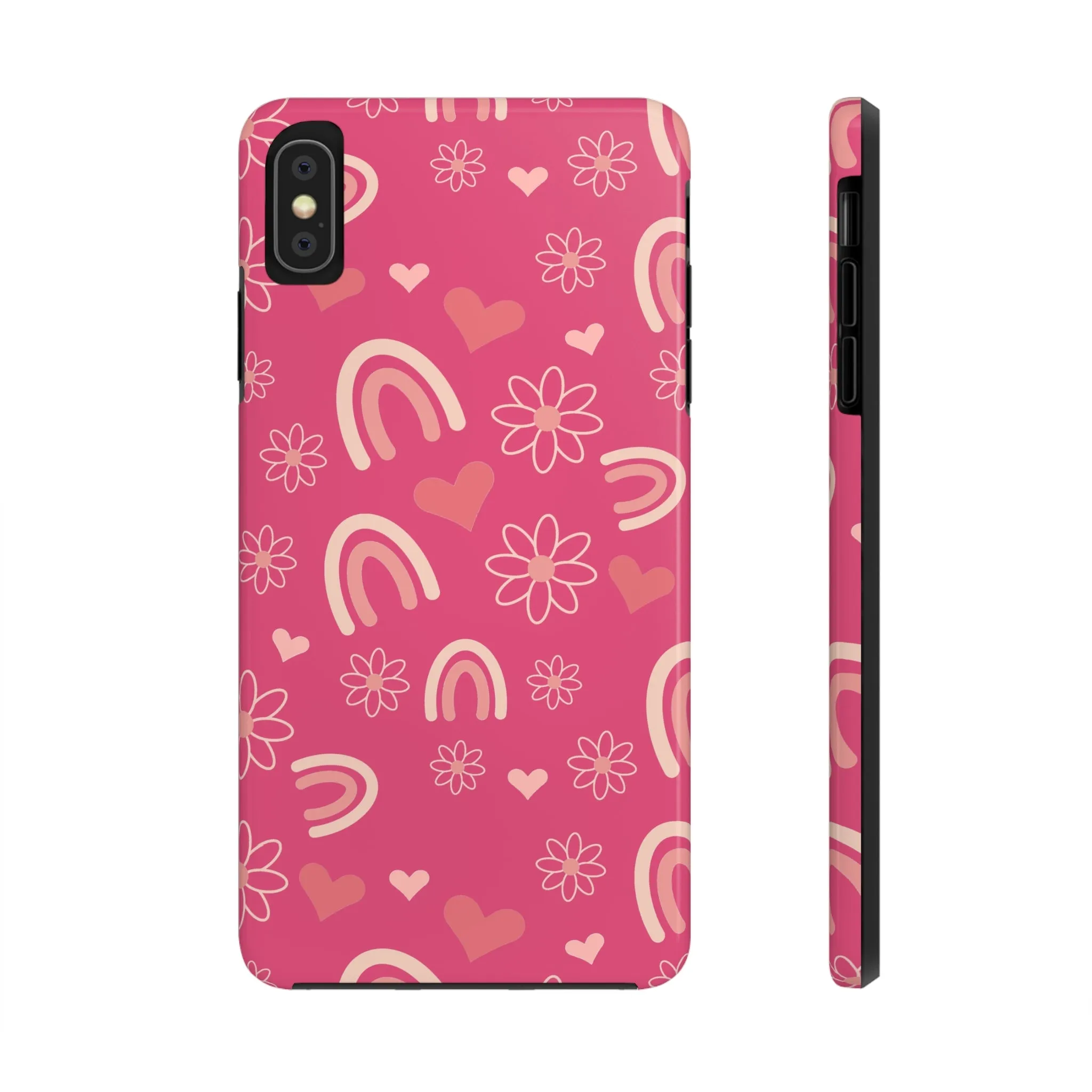 Dark Pink Boho Rainbow print Design Tough Phone Case compatible with a large variety of iPhone models, Gift, Phone Case