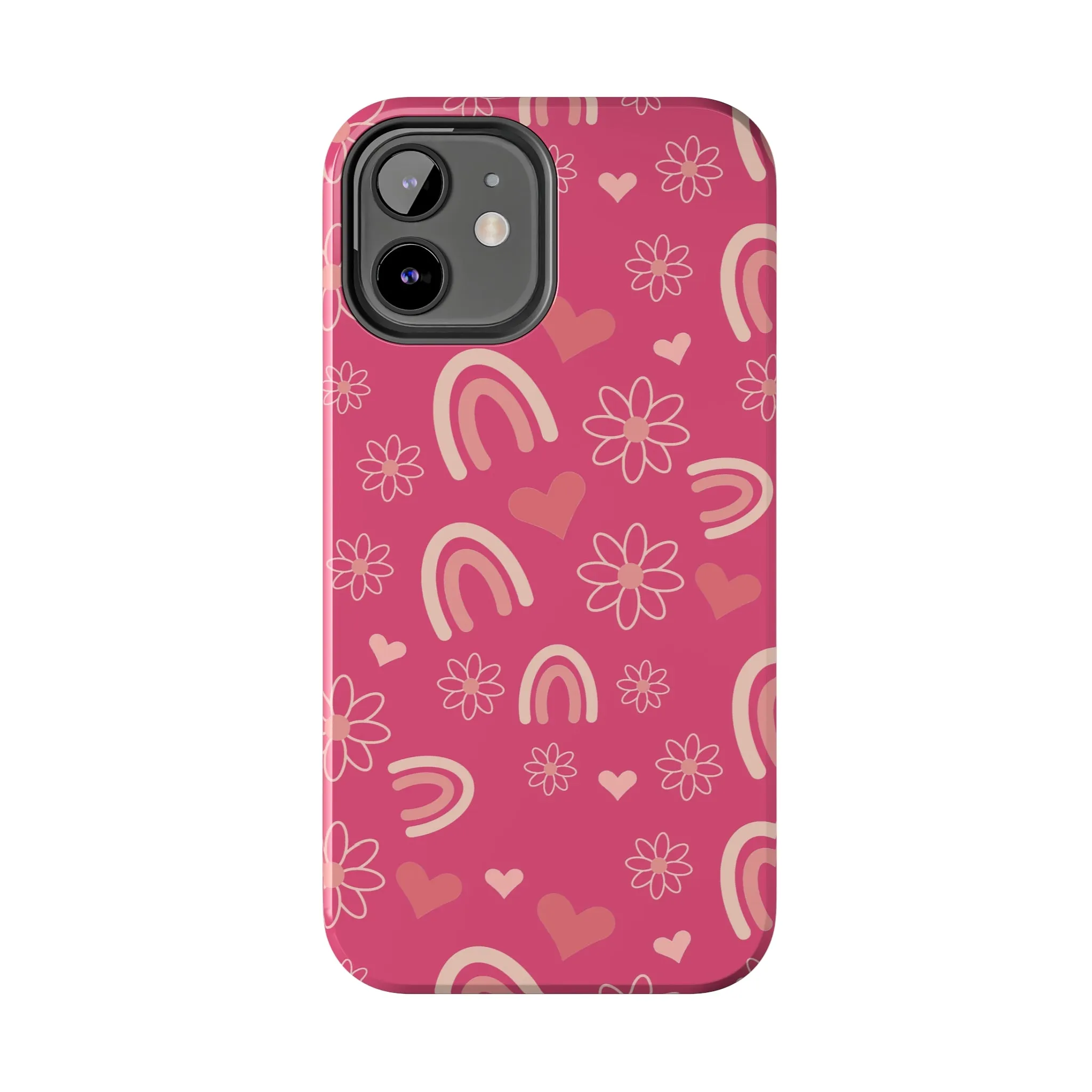 Dark Pink Boho Rainbow print Design Tough Phone Case compatible with a large variety of iPhone models, Gift, Phone Case