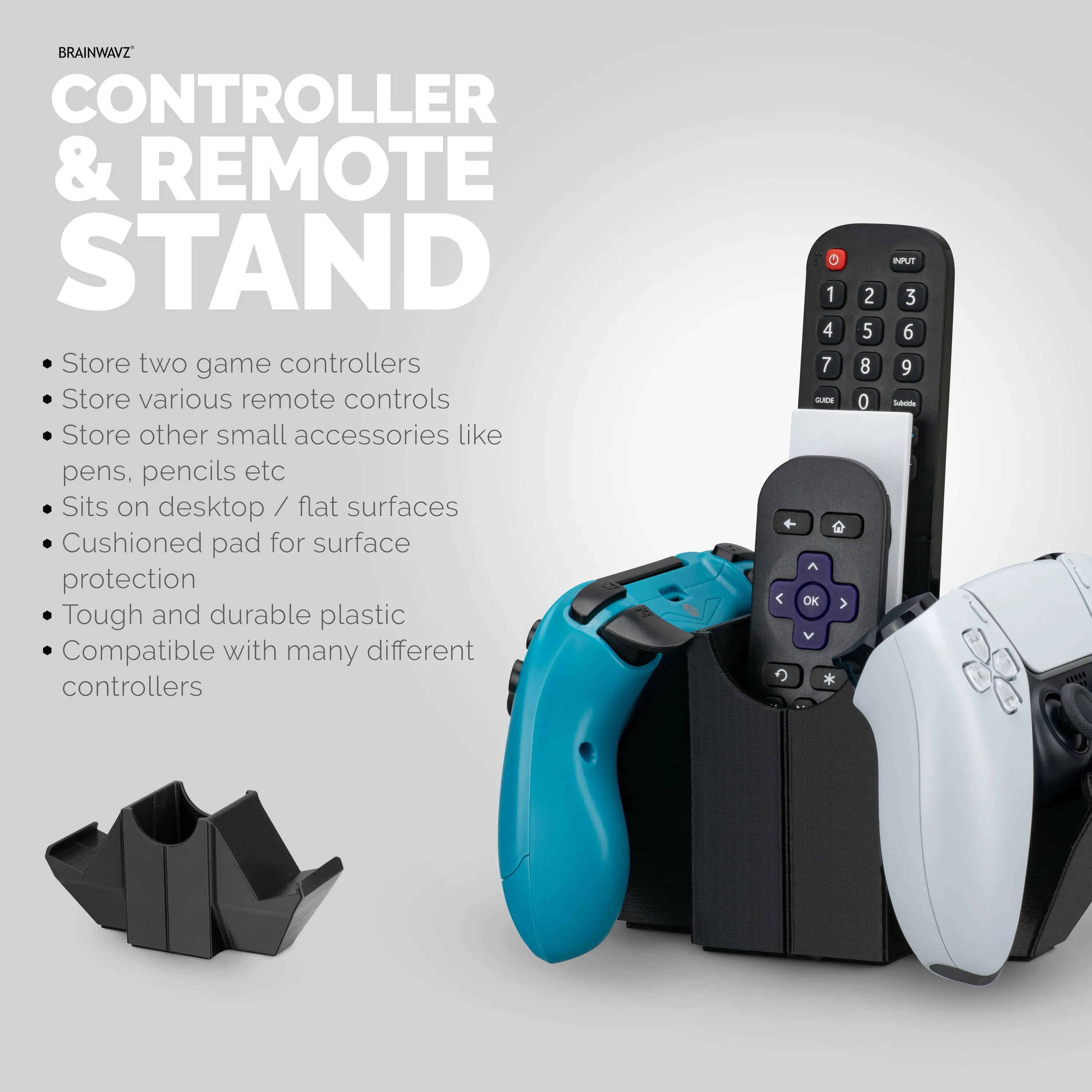 Dual Game Controller & TV Remote Control & Storage Desktop Holder, Reduce Clutter, Universal Gamepad Fit