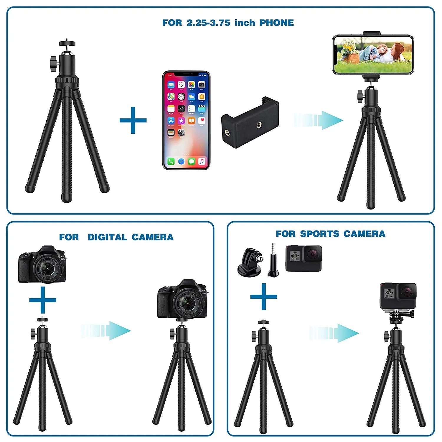 Flexible 360° Rotating Mini Tripod Stand With Wireless Remote and Universal Clip