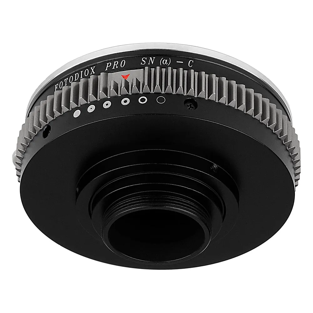 Fotodiox Pro Lens Adapter - Compatible with Sony Alpha A-Mount (and Minolta AF) DSLR Lenses to C-Mount (1" Screw Mount) Cine & CCTV Cameras with Built-In Aperture Control Dial