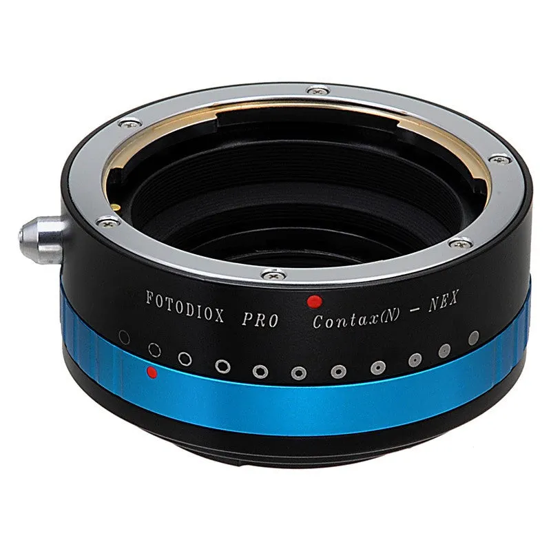 Fotodiox Pro Lens Mount Adapter - Contax N SLR Lens to Sony Alpha E-Mount Mirrorless Camera Body with Built-In Aperture Iris