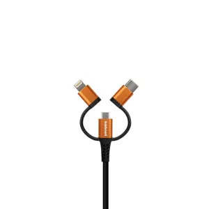 Hahnel 3-in-1 Tough Lightning Cable for USB-C & Micro USB 2m