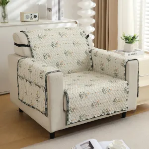 HOKIPO Quilted 1/2/3 Seater Sofa Cover with Pockets, Light Green Ash Gypsy Floral