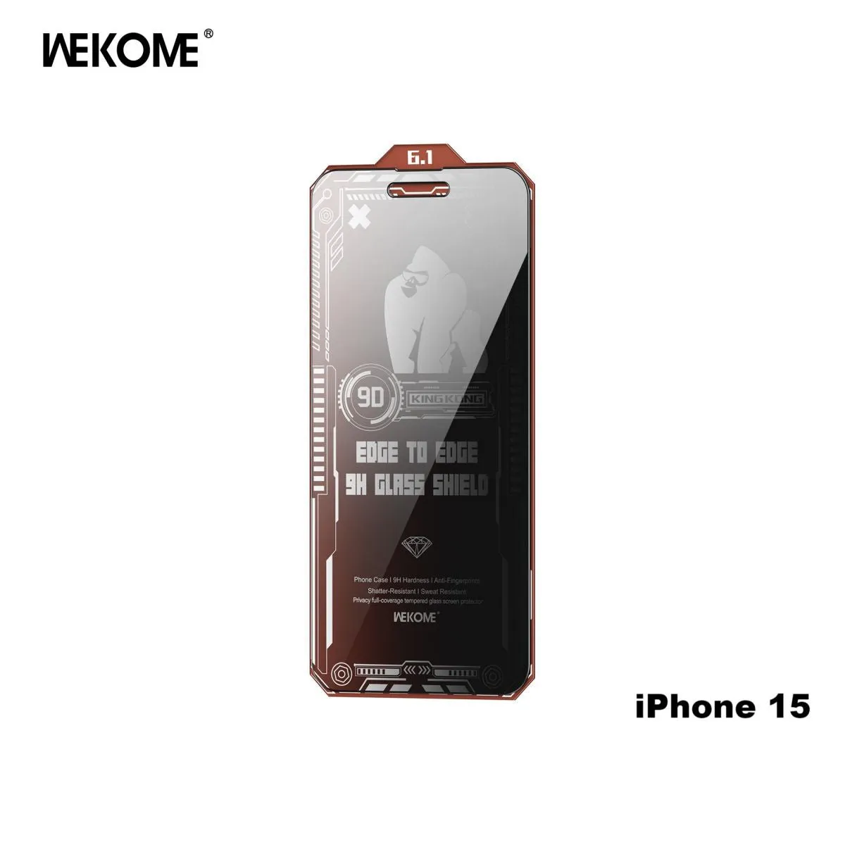 iPhone 13/13 Pro/14 WEKOME 9D Curved Privacy Tempered Glass Screen Protector WTP-082