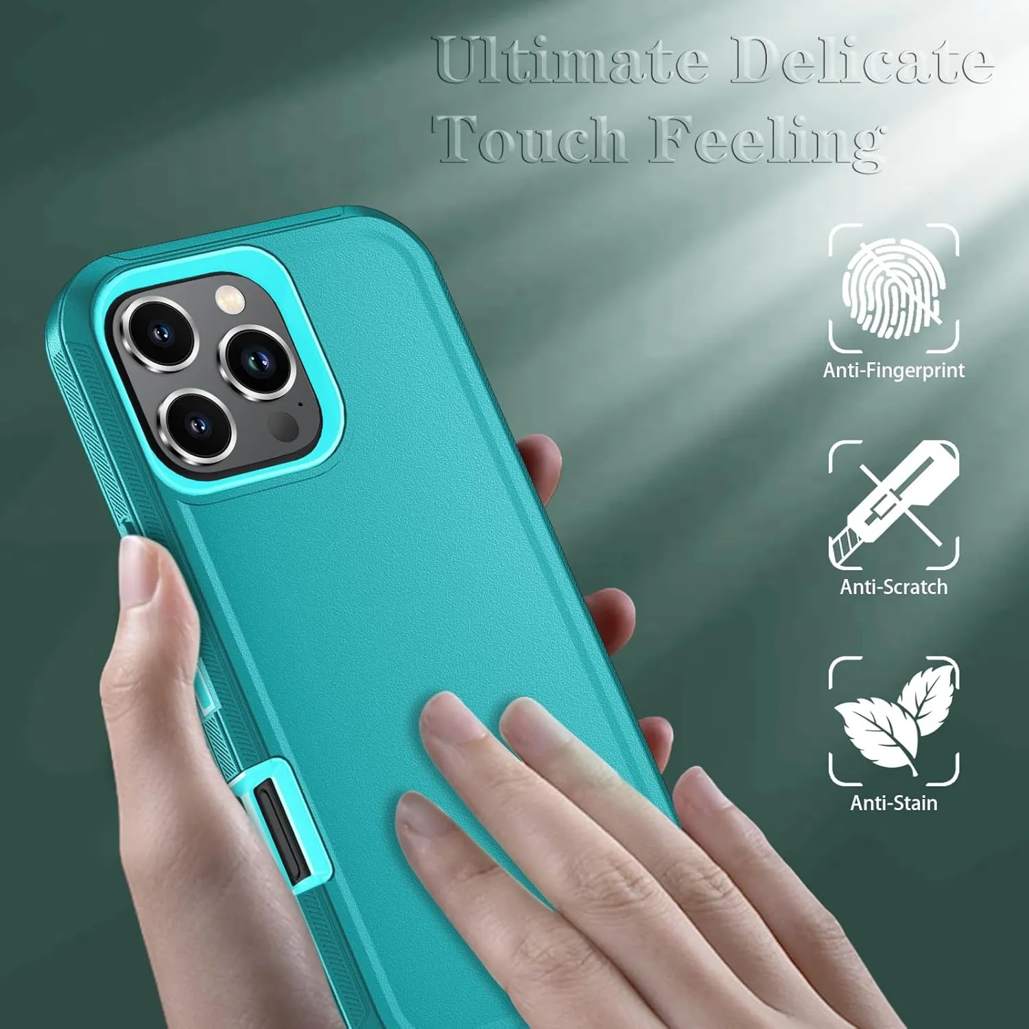 iPhone 16 Pro Case HD Screen Protector Heavy Duty Shockproof & Dust Proof Purple Sky Blue