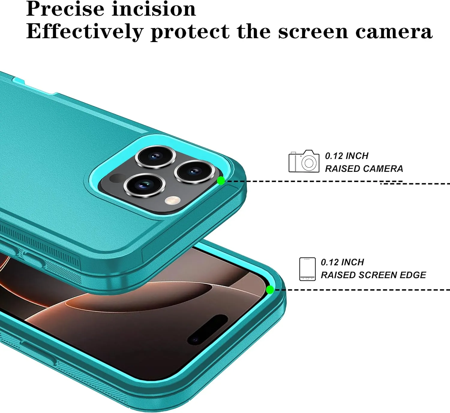 iPhone 16 Pro Case HD Screen Protector Heavy Duty Shockproof & Dust Proof Purple Sky Blue