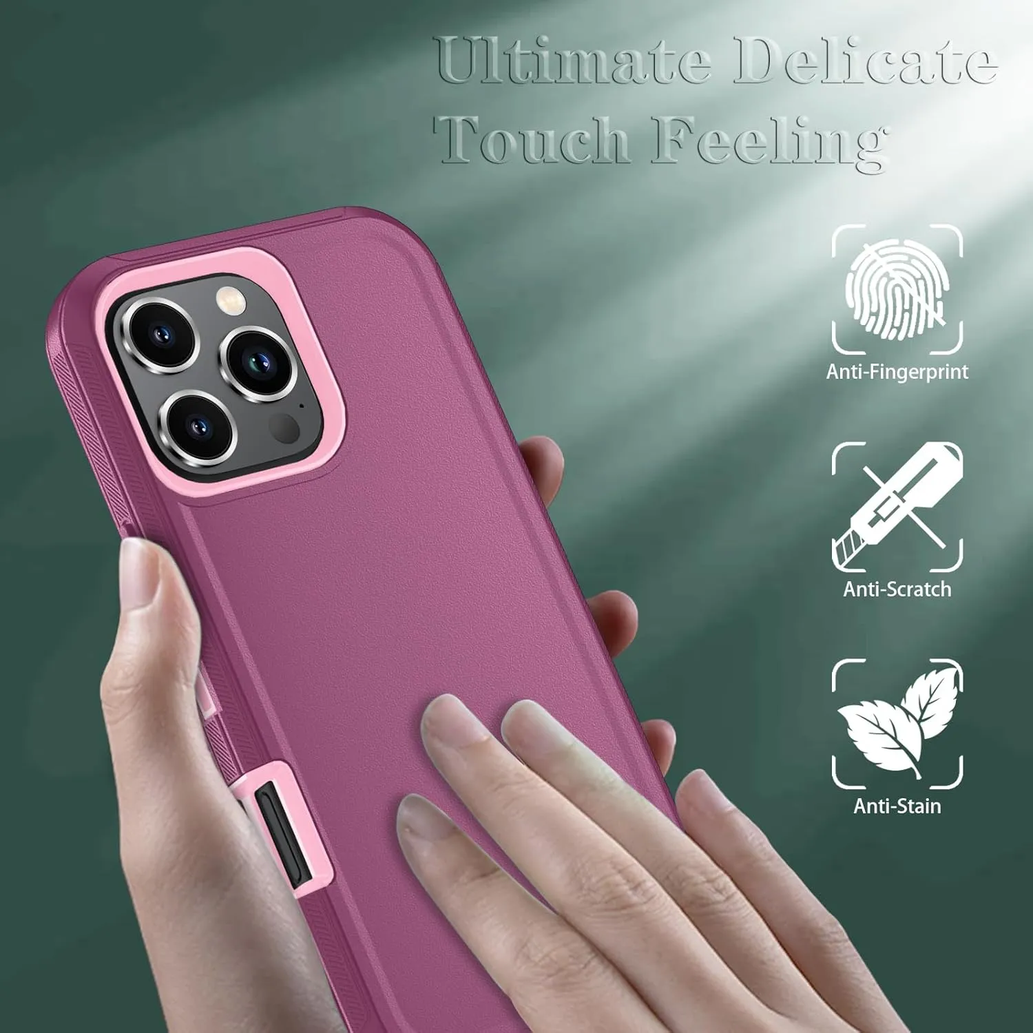 iPhone 16 Pro Case HD Screen Protector Heavy Duty Shockproof & Dust Proof Purple Sky Blue