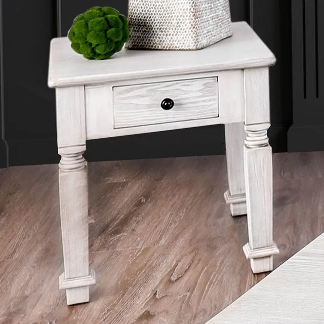 Joliet Antique White End Table