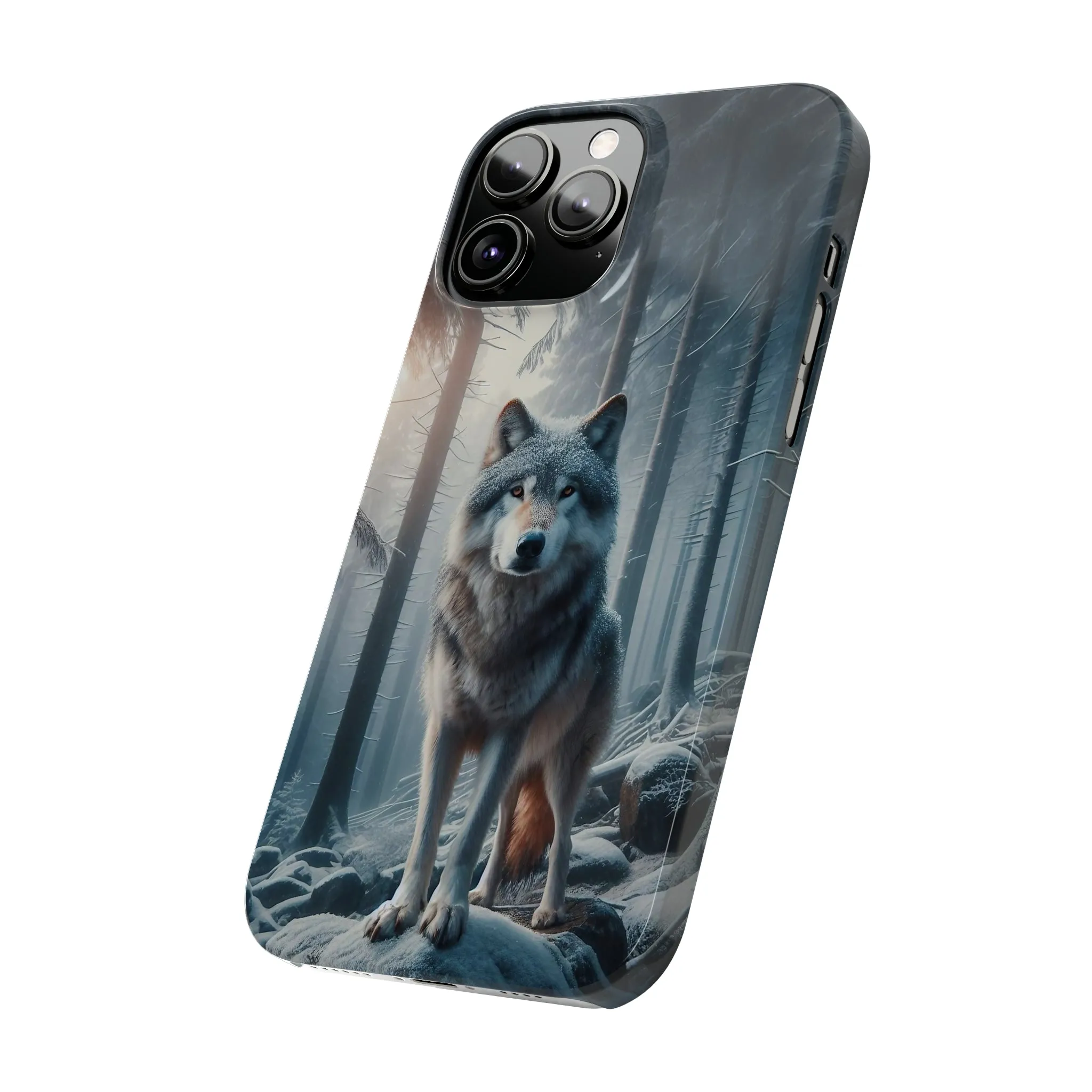 Majestic Wolf Design Sleek Elegance Wireless-Charging Compatible Phone Case Slim Phone Case compatible with over 20 iphone models