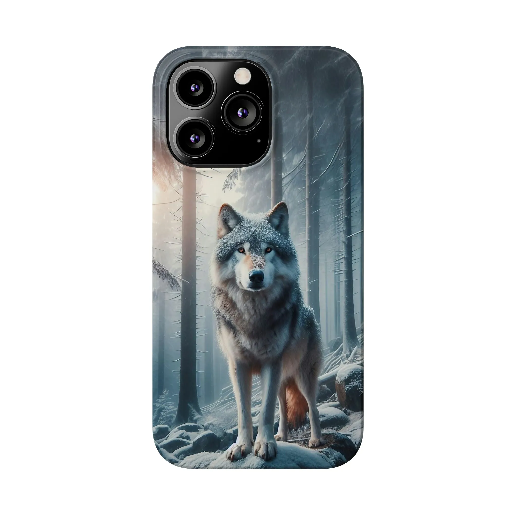 Majestic Wolf Design Sleek Elegance Wireless-Charging Compatible Phone Case Slim Phone Case compatible with over 20 iphone models