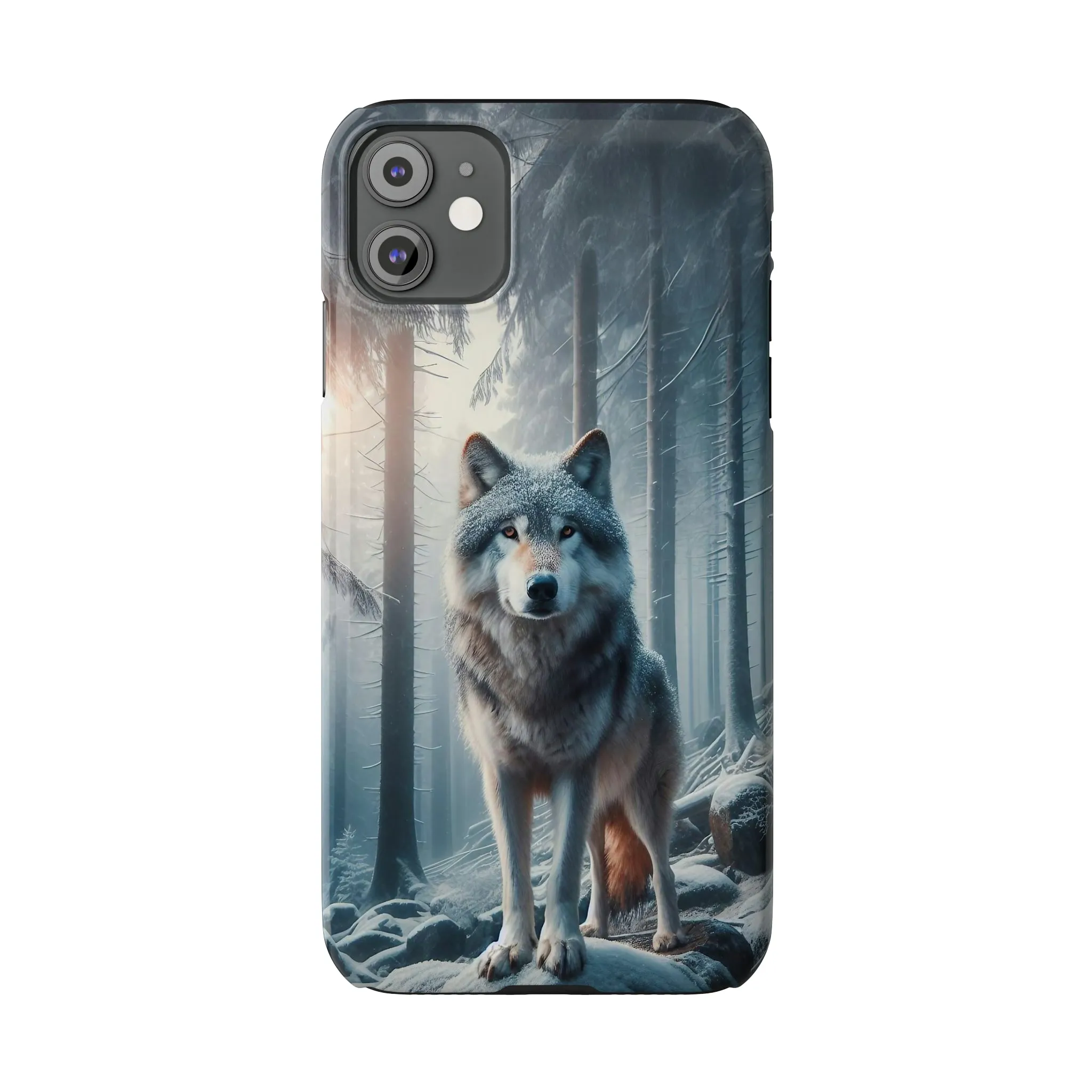 Majestic Wolf Design Sleek Elegance Wireless-Charging Compatible Phone Case Slim Phone Case compatible with over 20 iphone models