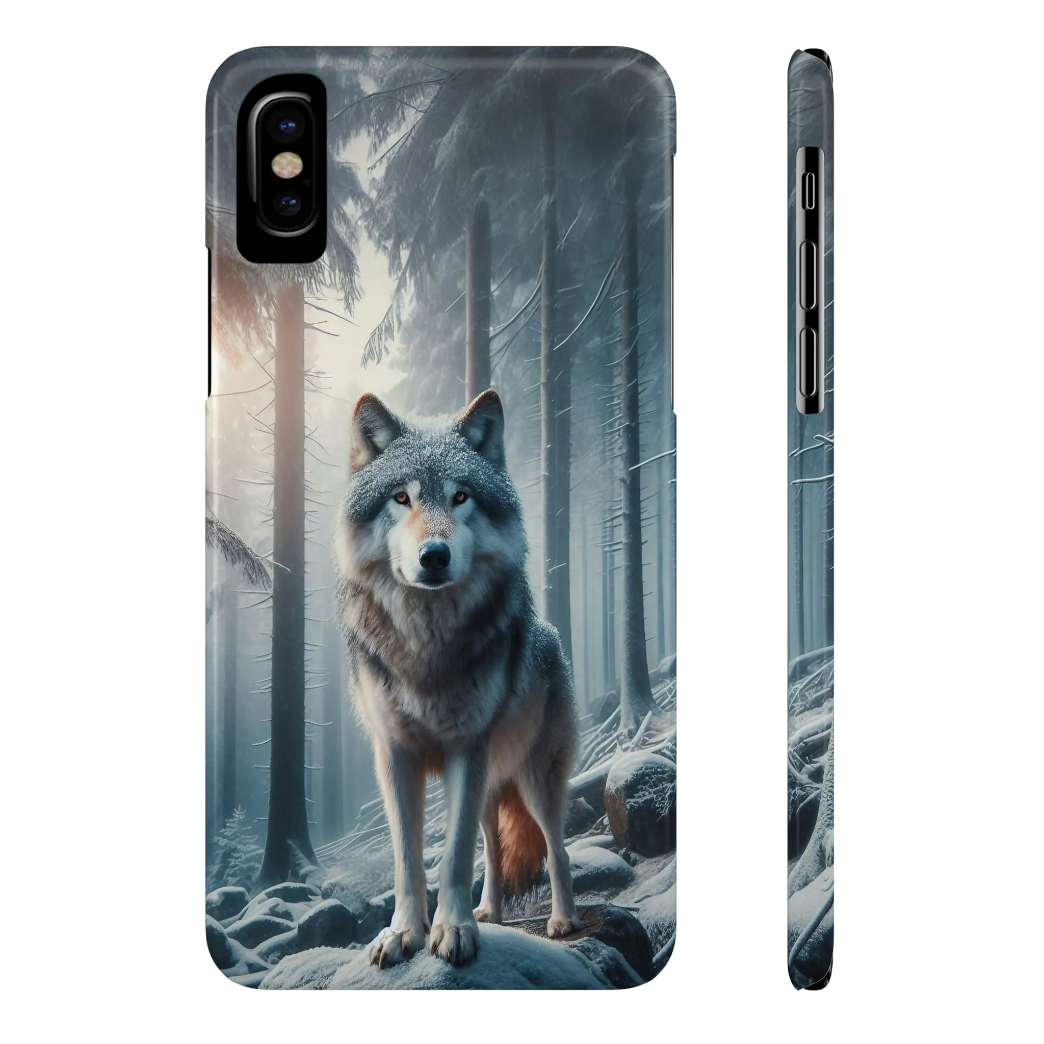 Majestic Wolf Design Sleek Elegance Wireless-Charging Compatible Phone Case Slim Phone Case compatible with over 20 iphone models