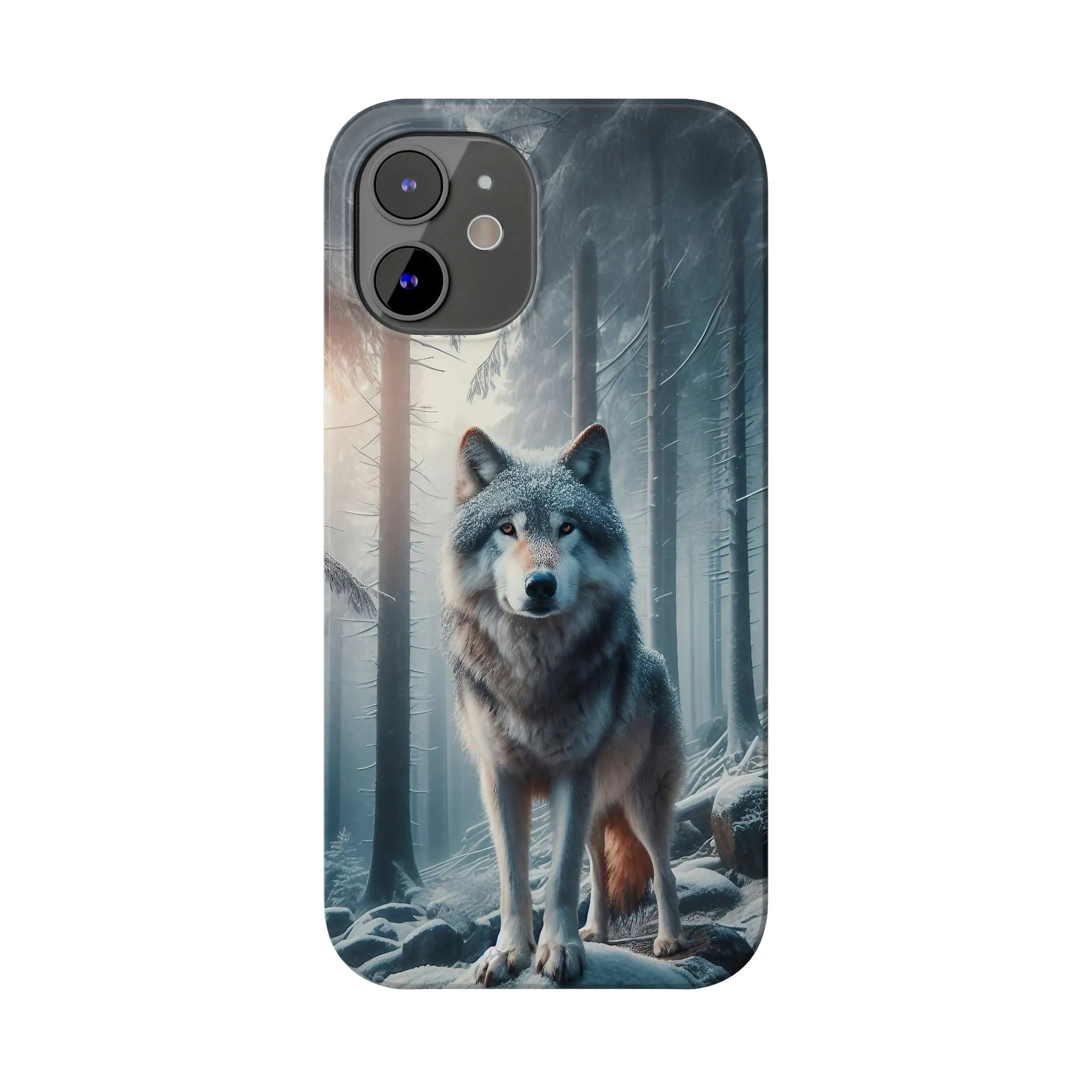 Majestic Wolf Design Sleek Elegance Wireless-Charging Compatible Phone Case Slim Phone Case compatible with over 20 iphone models