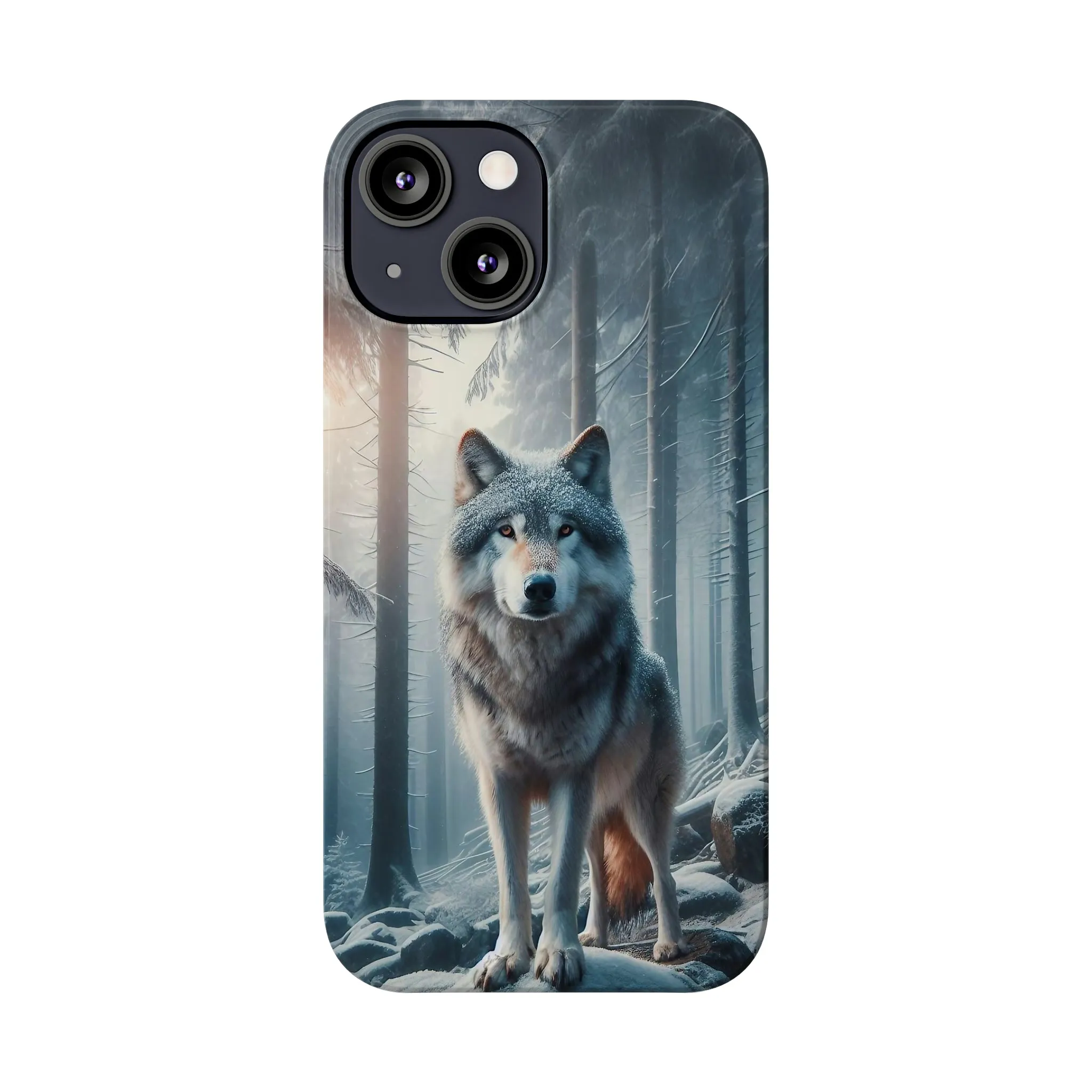 Majestic Wolf Design Sleek Elegance Wireless-Charging Compatible Phone Case Slim Phone Case compatible with over 20 iphone models