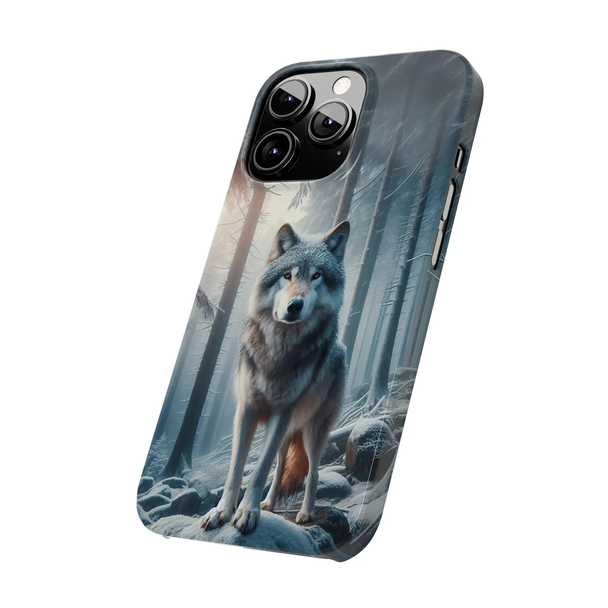 Majestic Wolf Design Sleek Elegance Wireless-Charging Compatible Phone Case Slim Phone Case compatible with over 20 iphone models