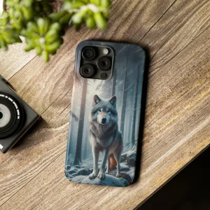 Majestic Wolf Design Sleek Elegance Wireless-Charging Compatible Phone Case Slim Phone Case compatible with over 20 iphone models