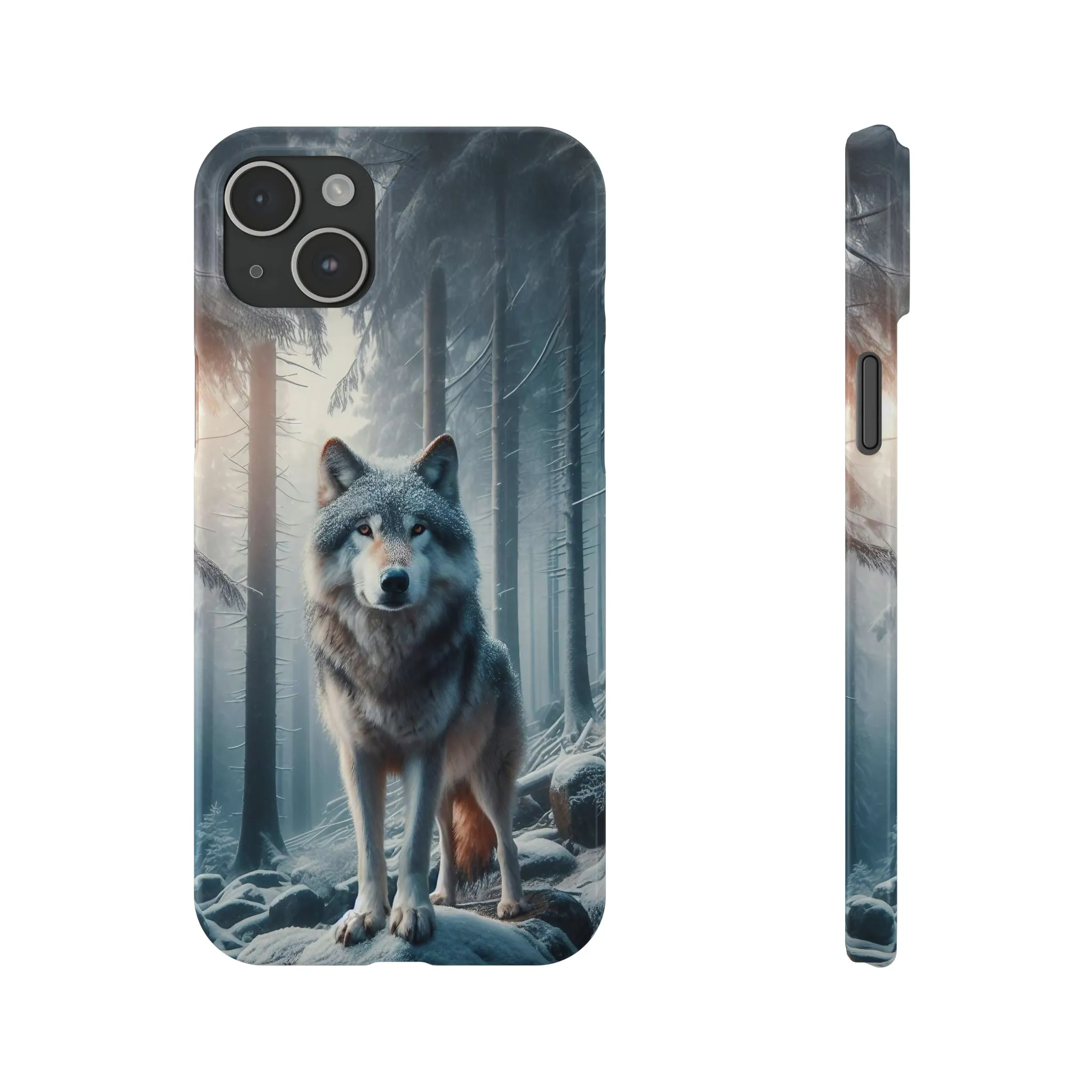 Majestic Wolf Design Sleek Elegance Wireless-Charging Compatible Phone Case Slim Phone Case compatible with over 20 iphone models