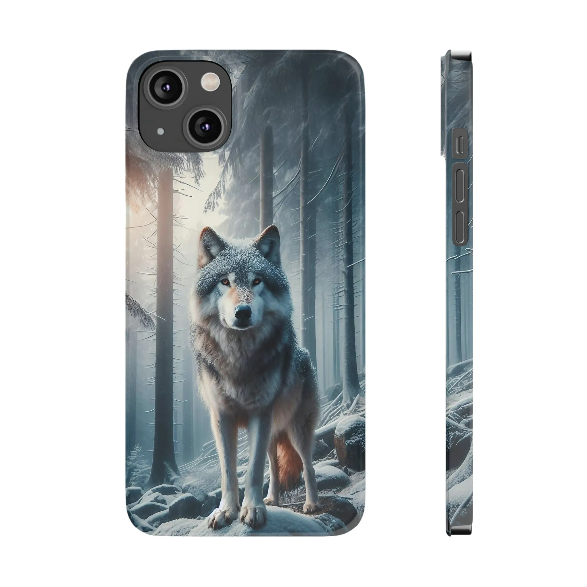 Majestic Wolf Design Sleek Elegance Wireless-Charging Compatible Phone Case Slim Phone Case compatible with over 20 iphone models