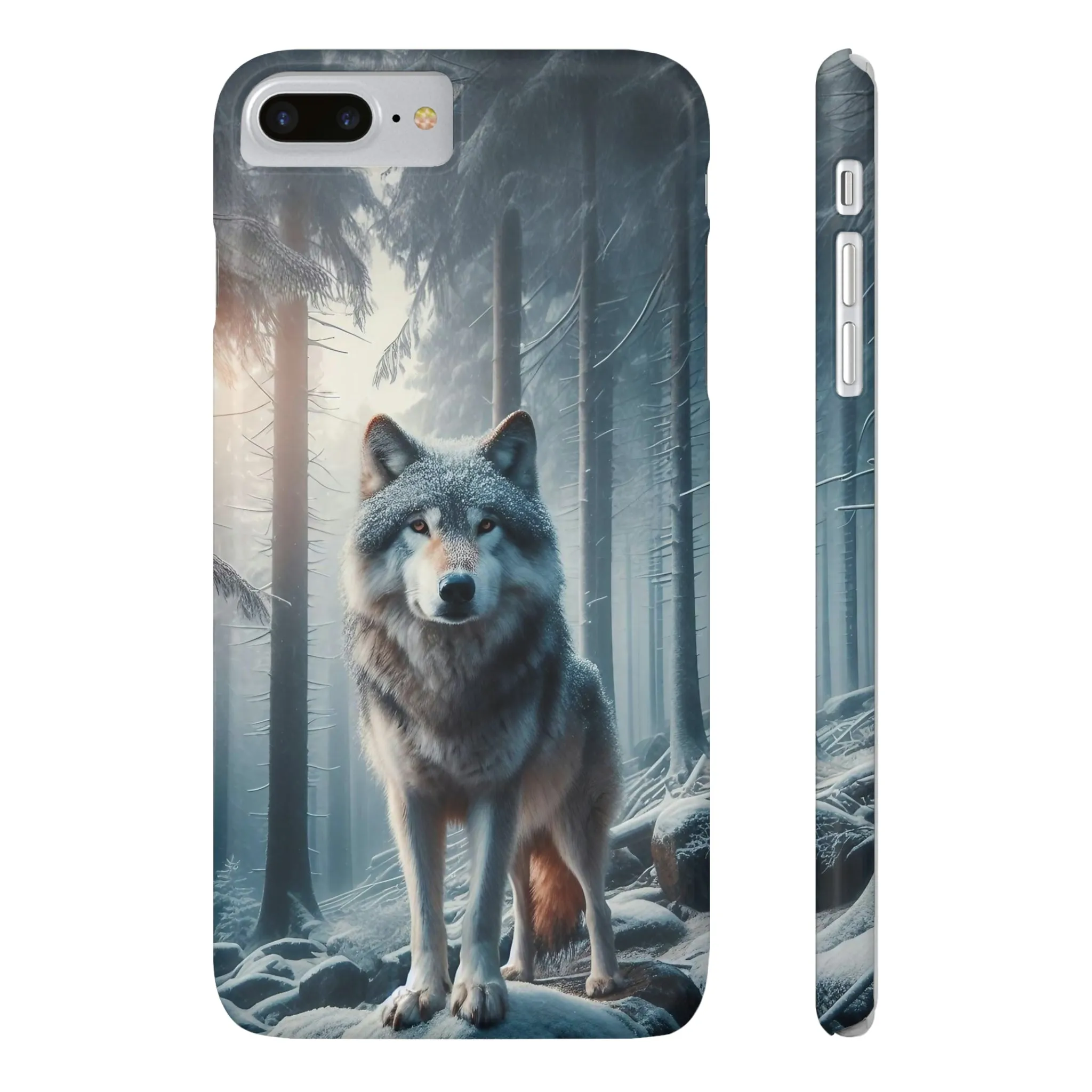 Majestic Wolf Design Sleek Elegance Wireless-Charging Compatible Phone Case Slim Phone Case compatible with over 20 iphone models