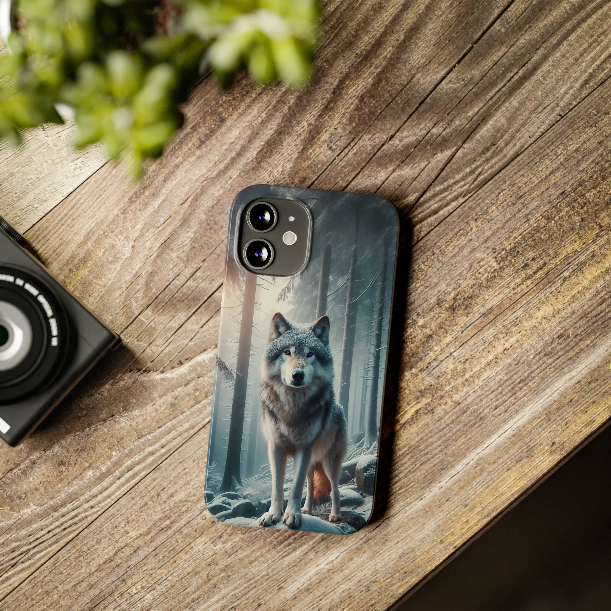 Majestic Wolf Design Sleek Elegance Wireless-Charging Compatible Phone Case Slim Phone Case compatible with over 20 iphone models