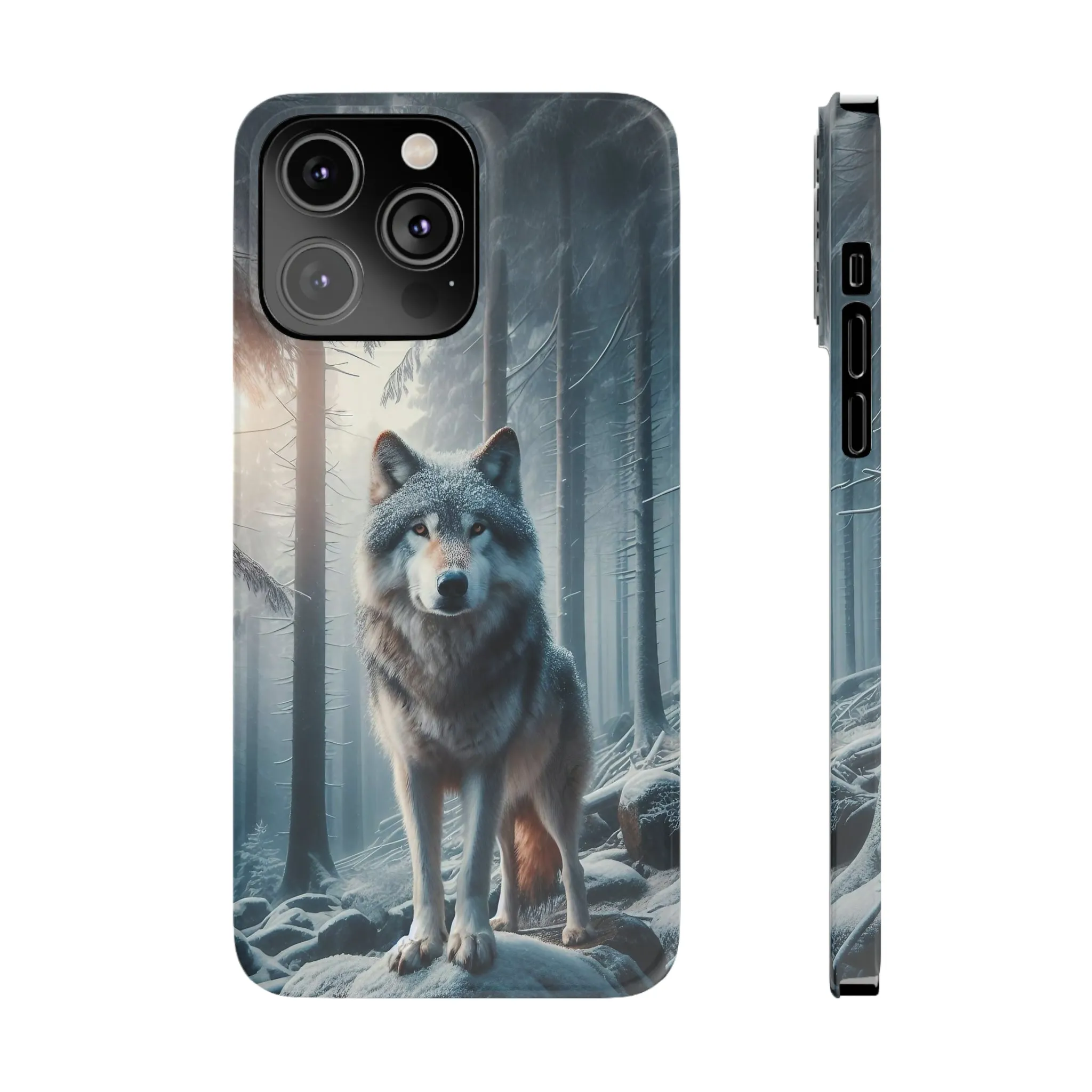 Majestic Wolf Design Sleek Elegance Wireless-Charging Compatible Phone Case Slim Phone Case compatible with over 20 iphone models