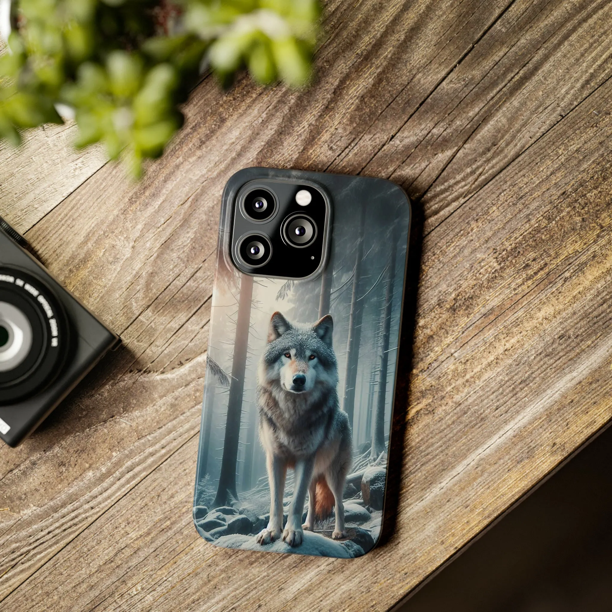 Majestic Wolf Design Sleek Elegance Wireless-Charging Compatible Phone Case Slim Phone Case compatible with over 20 iphone models