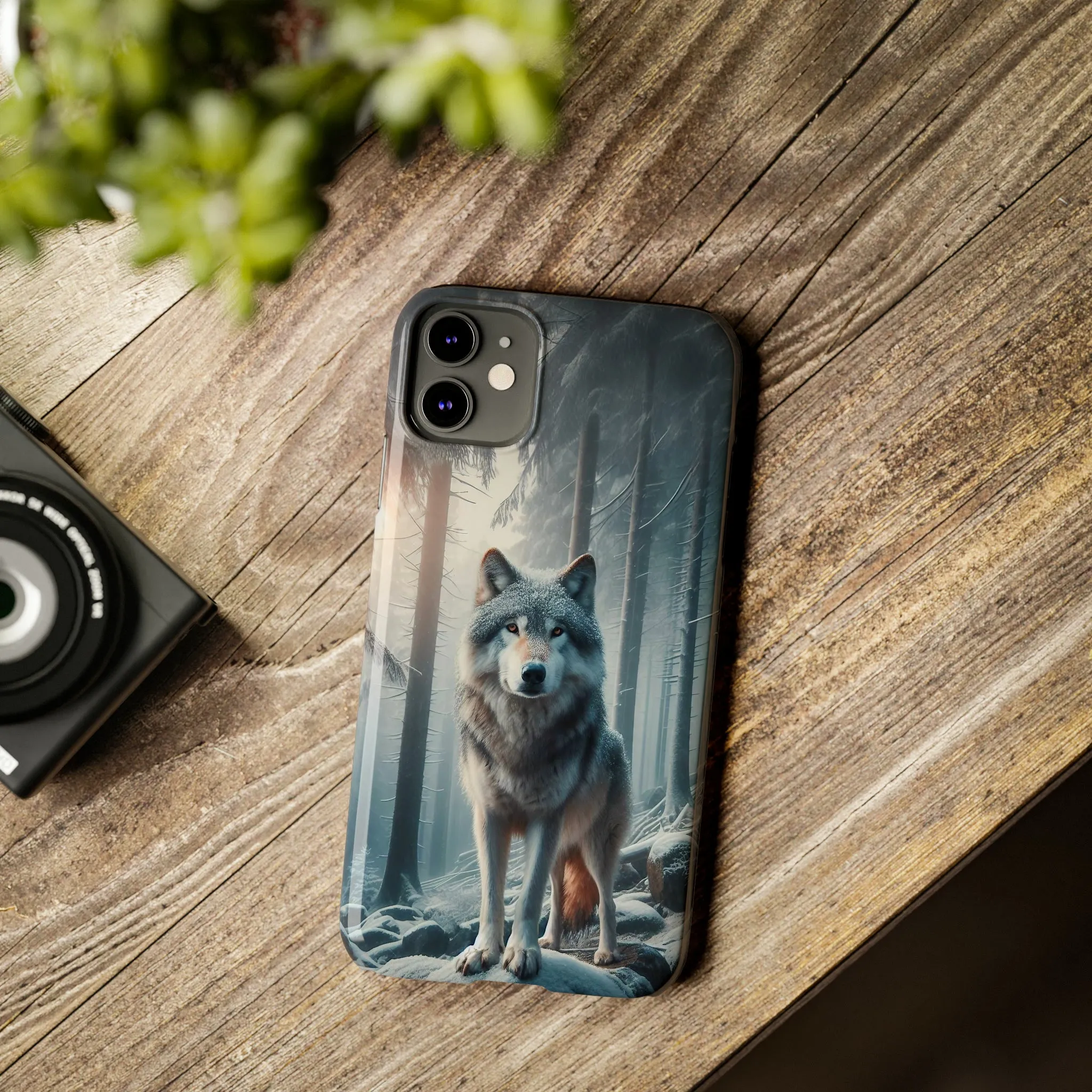 Majestic Wolf Design Sleek Elegance Wireless-Charging Compatible Phone Case Slim Phone Case compatible with over 20 iphone models