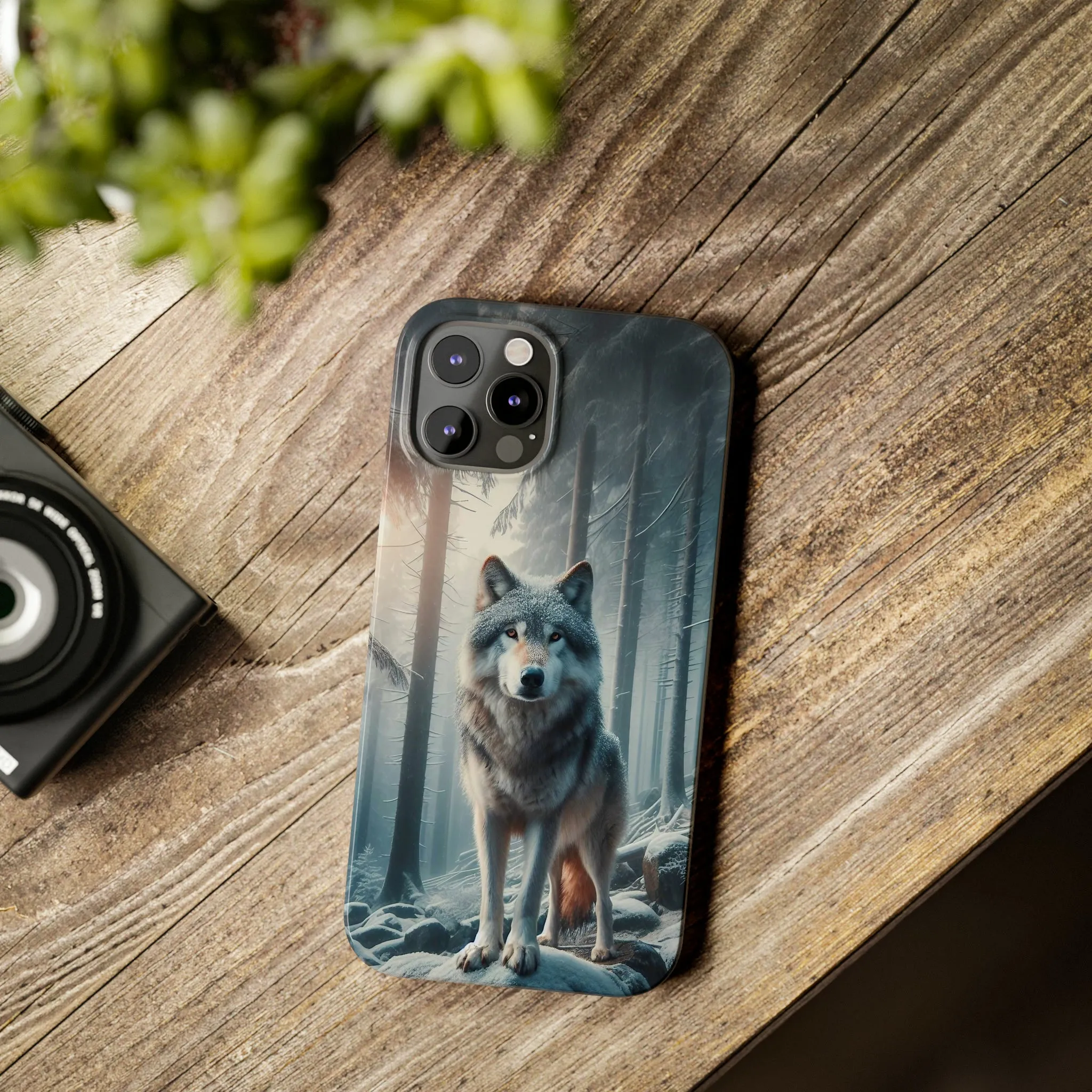 Majestic Wolf Design Sleek Elegance Wireless-Charging Compatible Phone Case Slim Phone Case compatible with over 20 iphone models