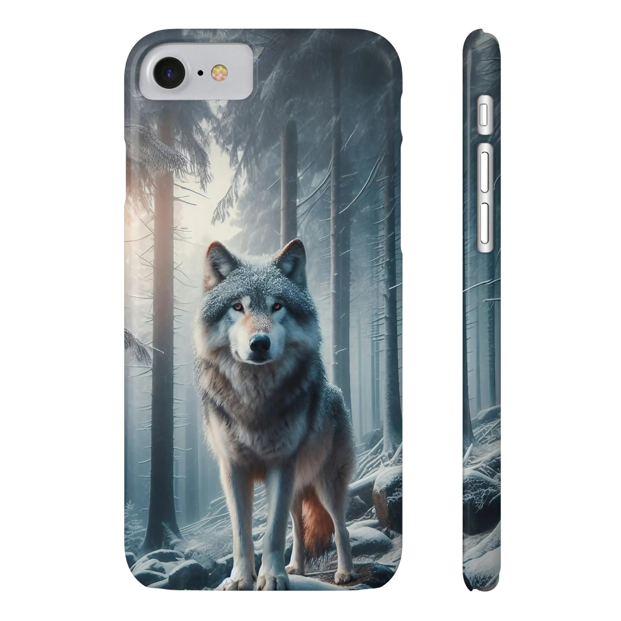 Majestic Wolf Design Sleek Elegance Wireless-Charging Compatible Phone Case Slim Phone Case compatible with over 20 iphone models