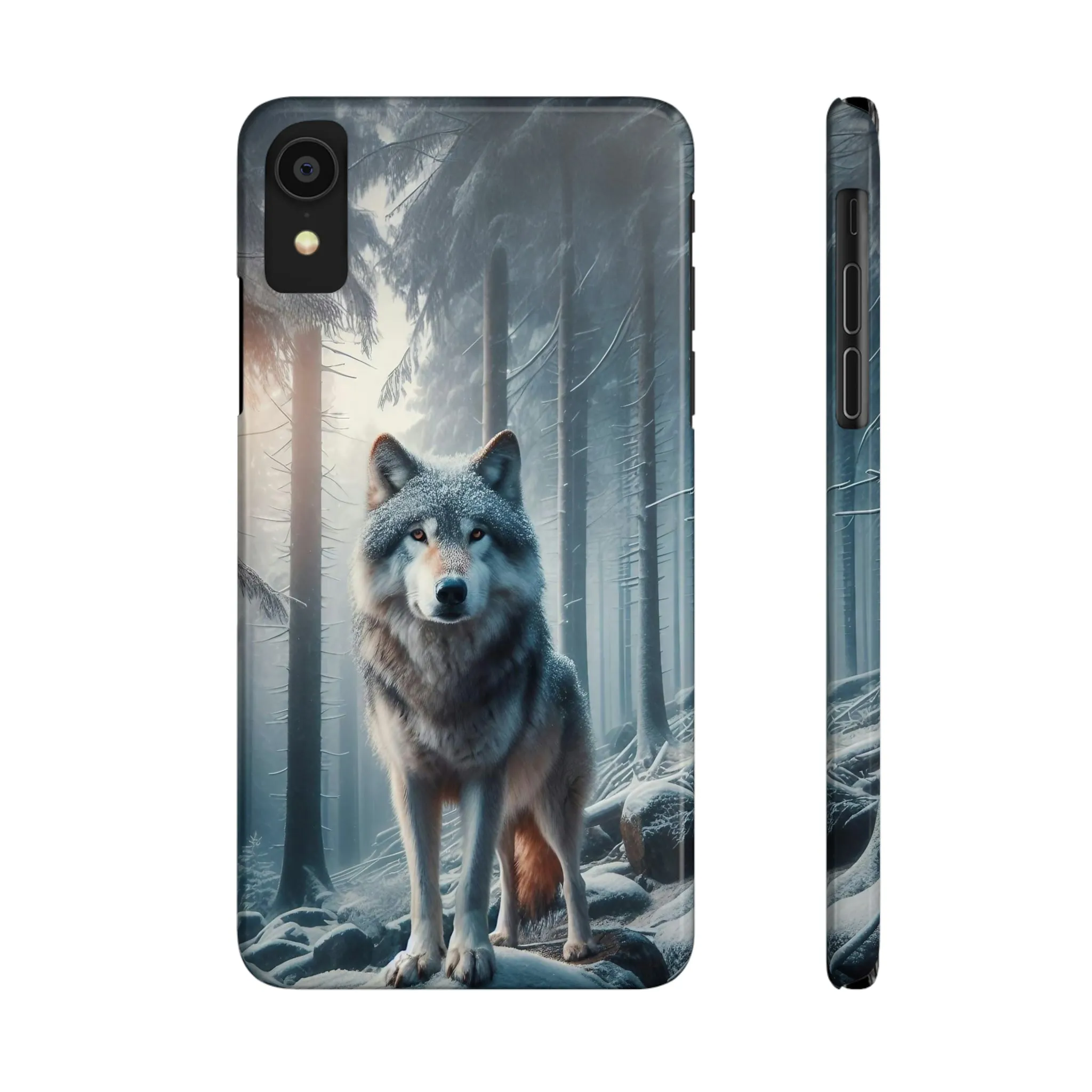 Majestic Wolf Design Sleek Elegance Wireless-Charging Compatible Phone Case Slim Phone Case compatible with over 20 iphone models