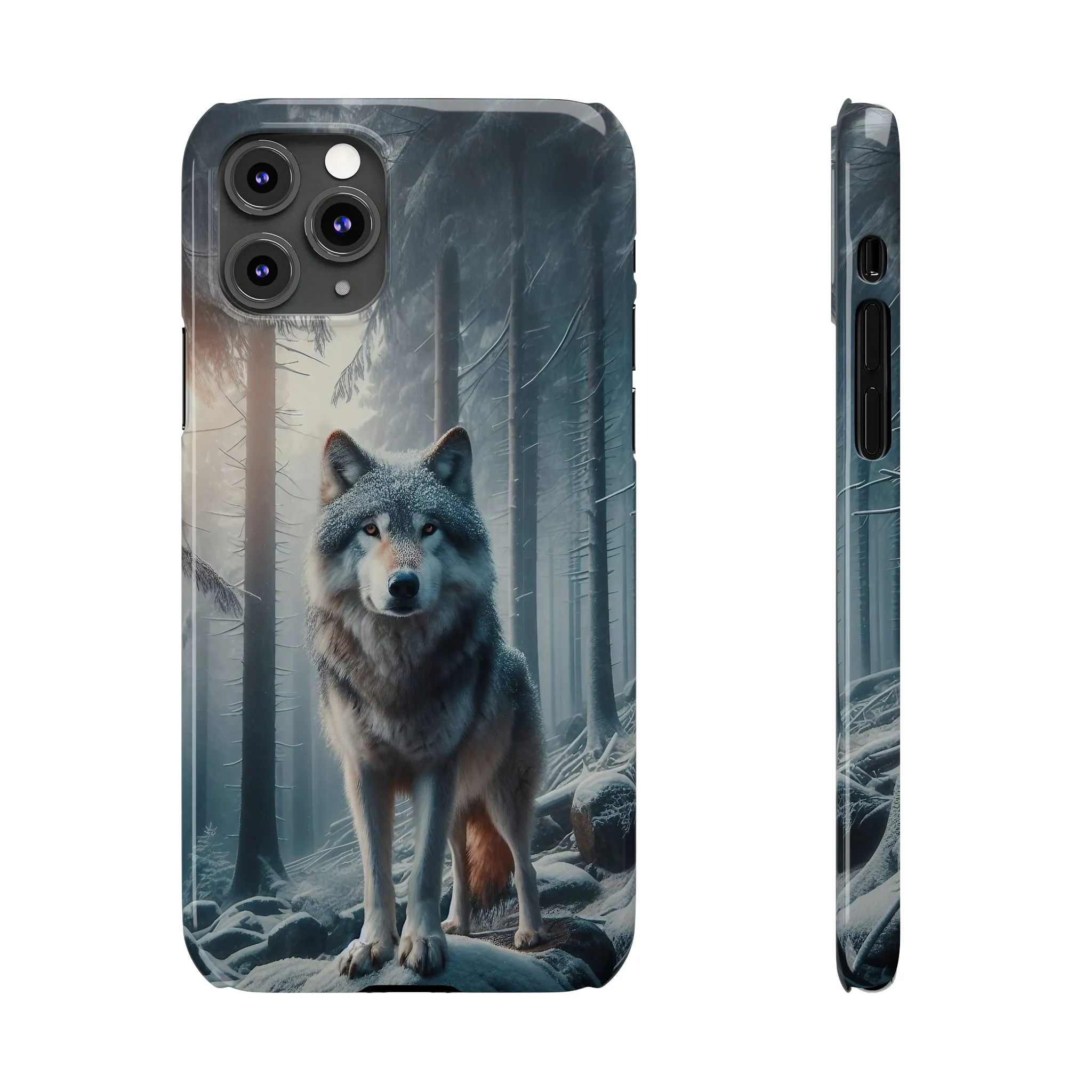 Majestic Wolf Design Sleek Elegance Wireless-Charging Compatible Phone Case Slim Phone Case compatible with over 20 iphone models