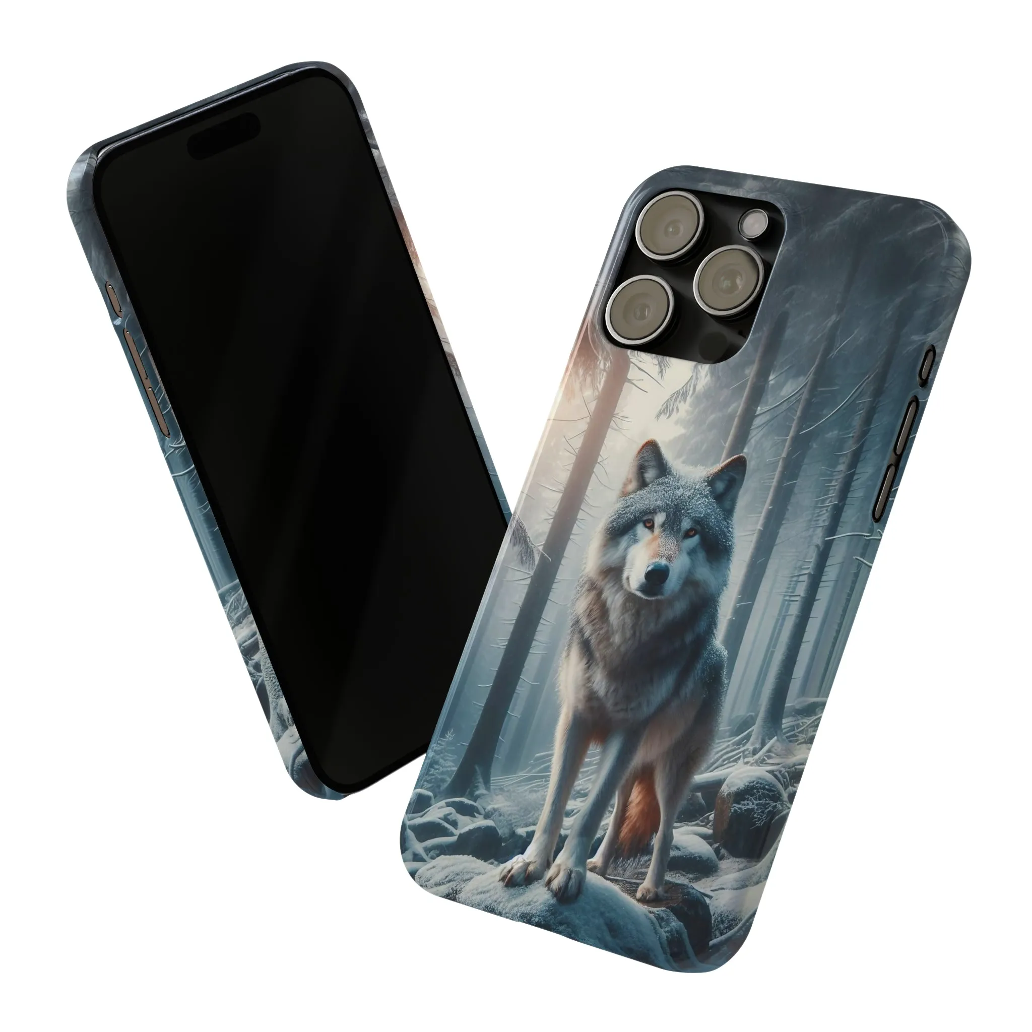 Majestic Wolf Design Sleek Elegance Wireless-Charging Compatible Phone Case Slim Phone Case compatible with over 20 iphone models