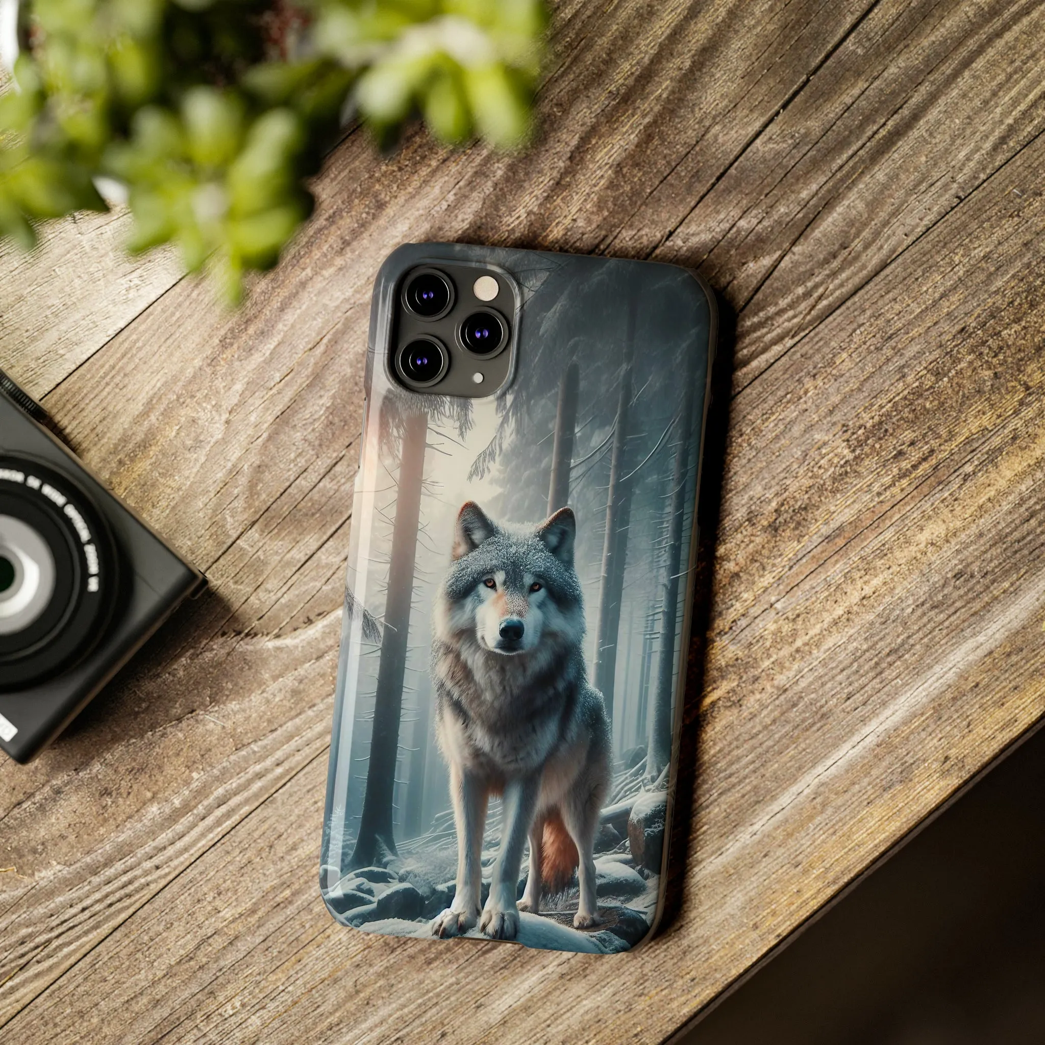 Majestic Wolf Design Sleek Elegance Wireless-Charging Compatible Phone Case Slim Phone Case compatible with over 20 iphone models