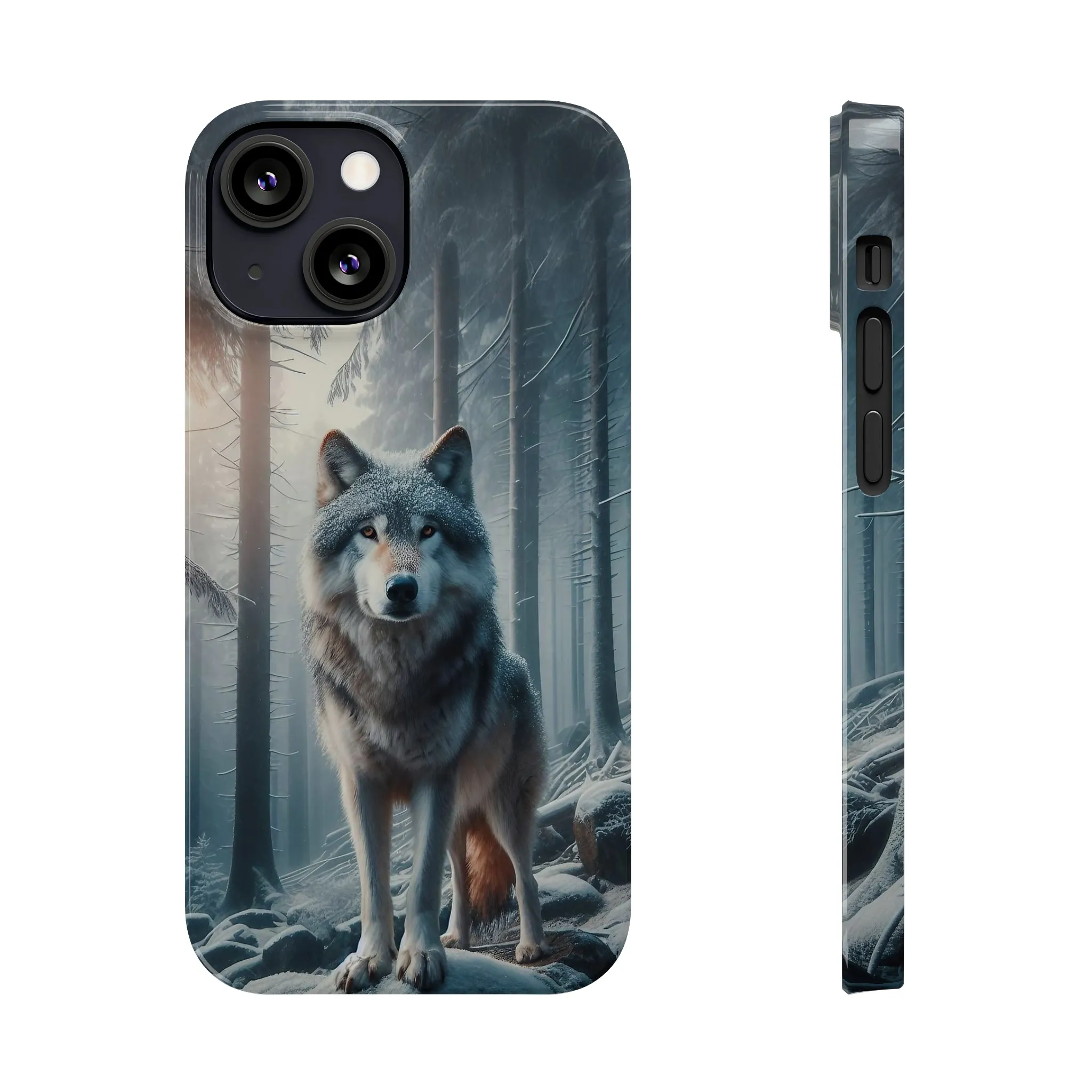 Majestic Wolf Design Sleek Elegance Wireless-Charging Compatible Phone Case Slim Phone Case compatible with over 20 iphone models