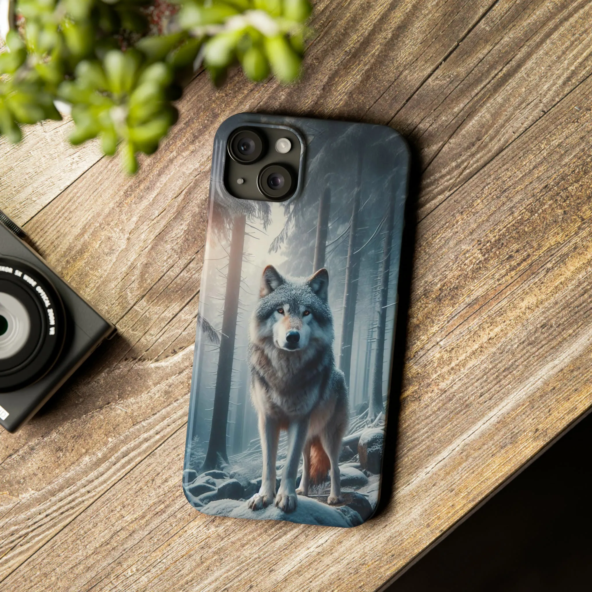 Majestic Wolf Design Sleek Elegance Wireless-Charging Compatible Phone Case Slim Phone Case compatible with over 20 iphone models