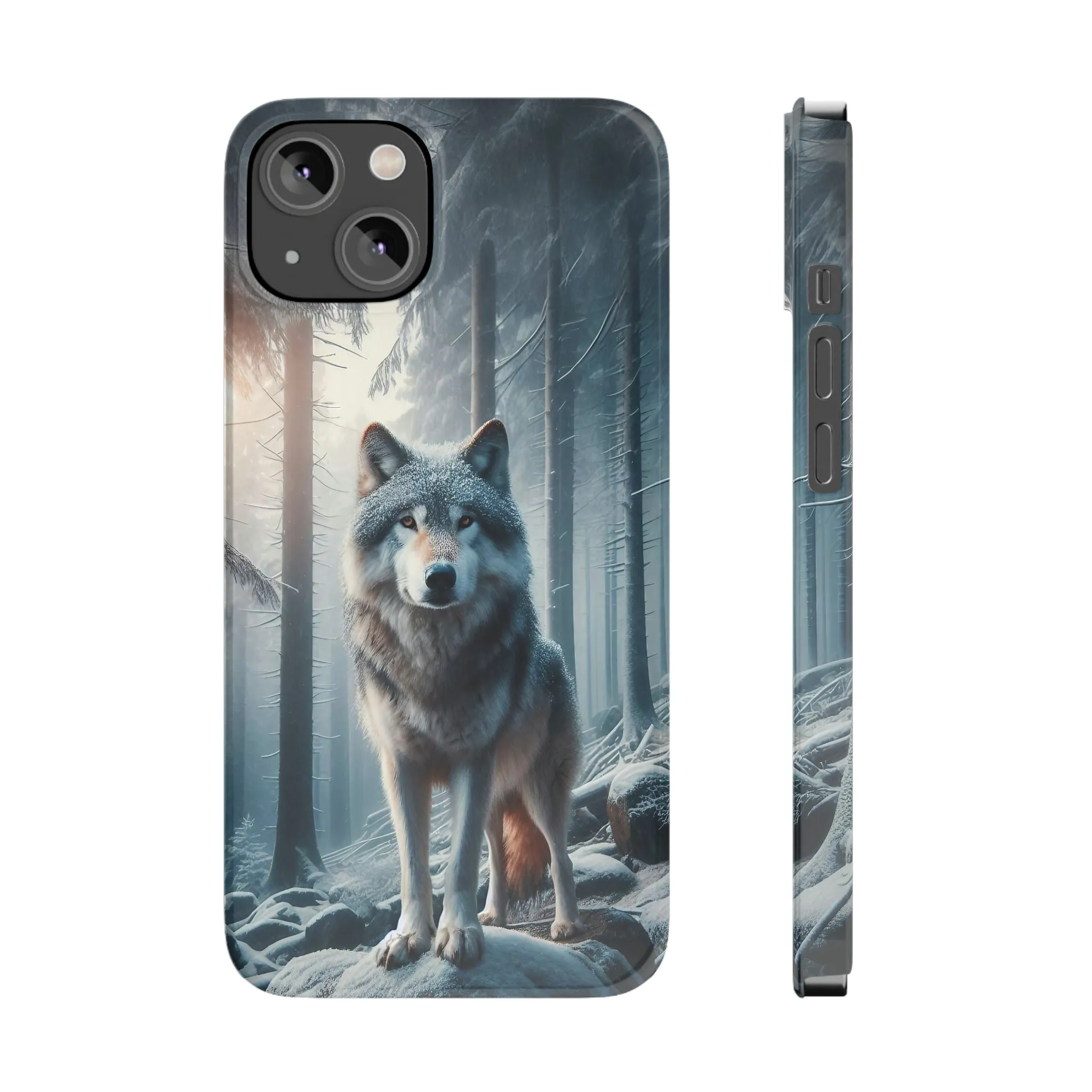 Majestic Wolf Design Sleek Elegance Wireless-Charging Compatible Phone Case Slim Phone Case compatible with over 20 iphone models