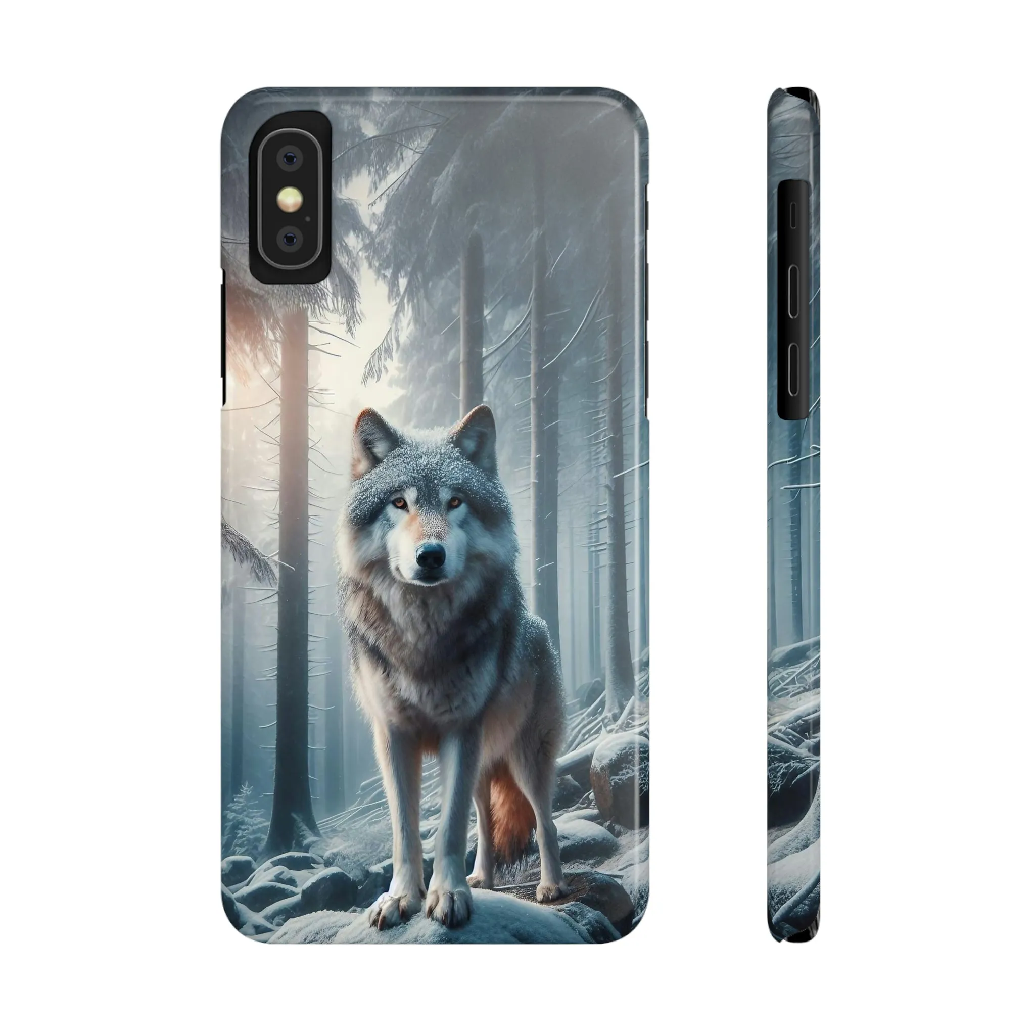 Majestic Wolf Design Sleek Elegance Wireless-Charging Compatible Phone Case Slim Phone Case compatible with over 20 iphone models