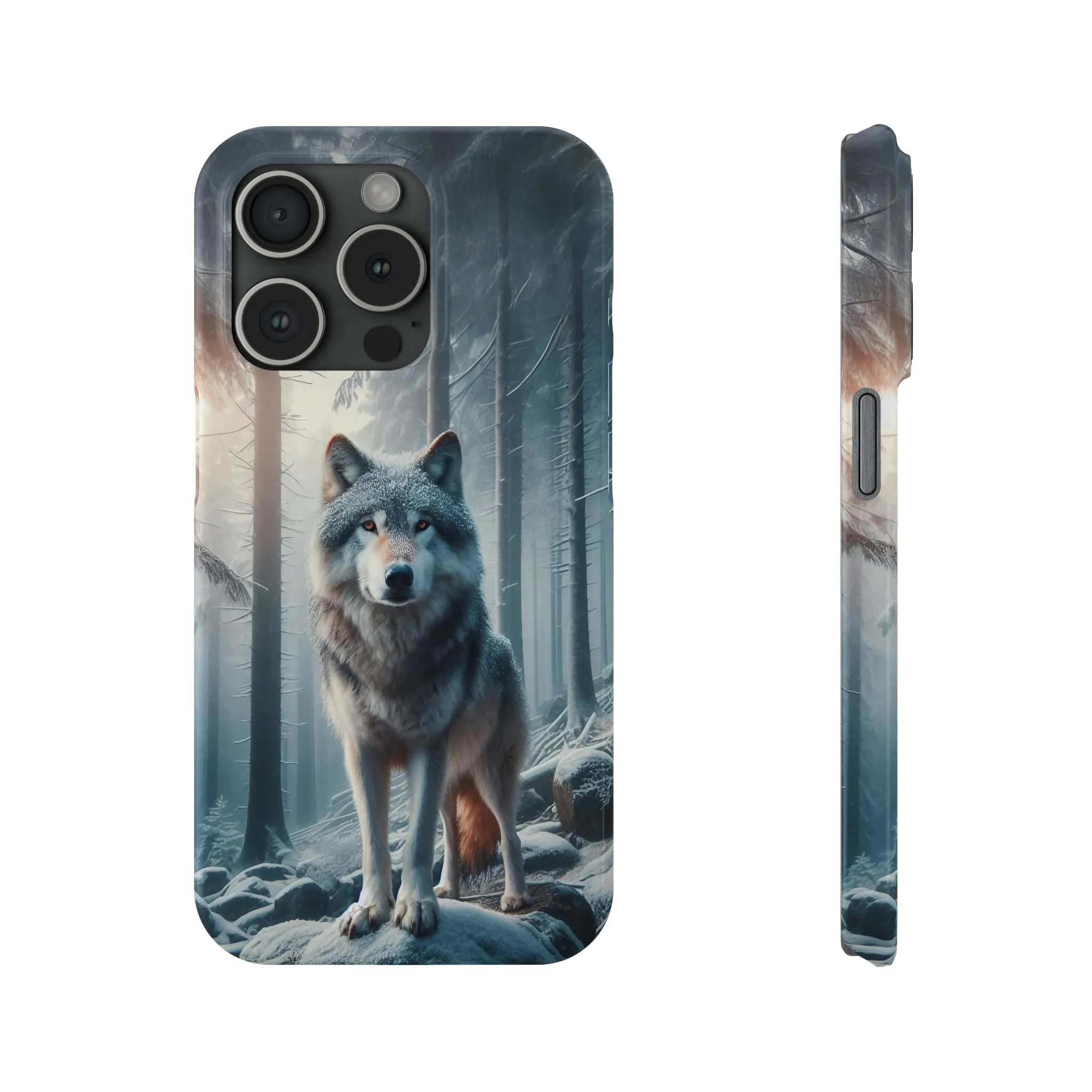 Majestic Wolf Design Sleek Elegance Wireless-Charging Compatible Phone Case Slim Phone Case compatible with over 20 iphone models