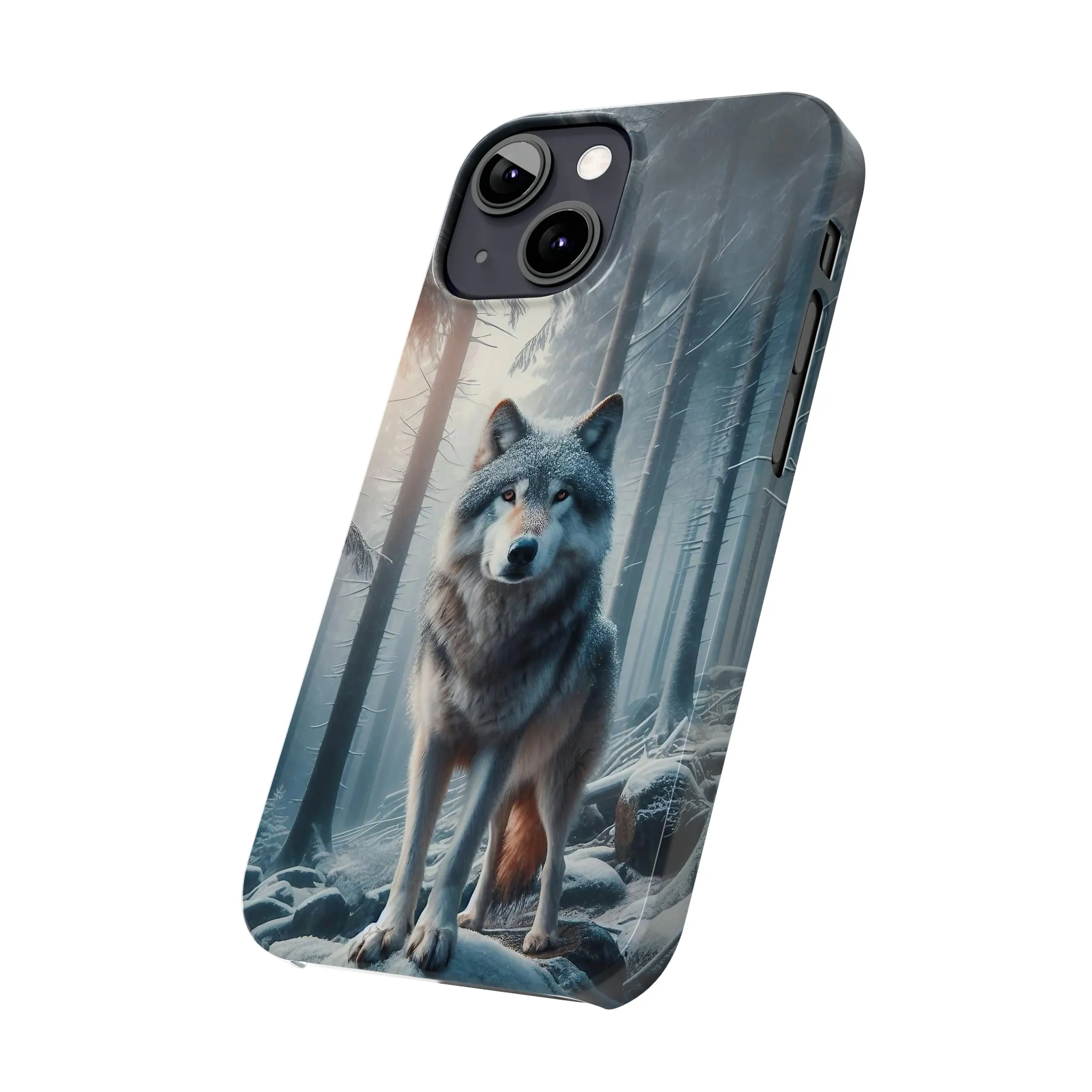 Majestic Wolf Design Sleek Elegance Wireless-Charging Compatible Phone Case Slim Phone Case compatible with over 20 iphone models