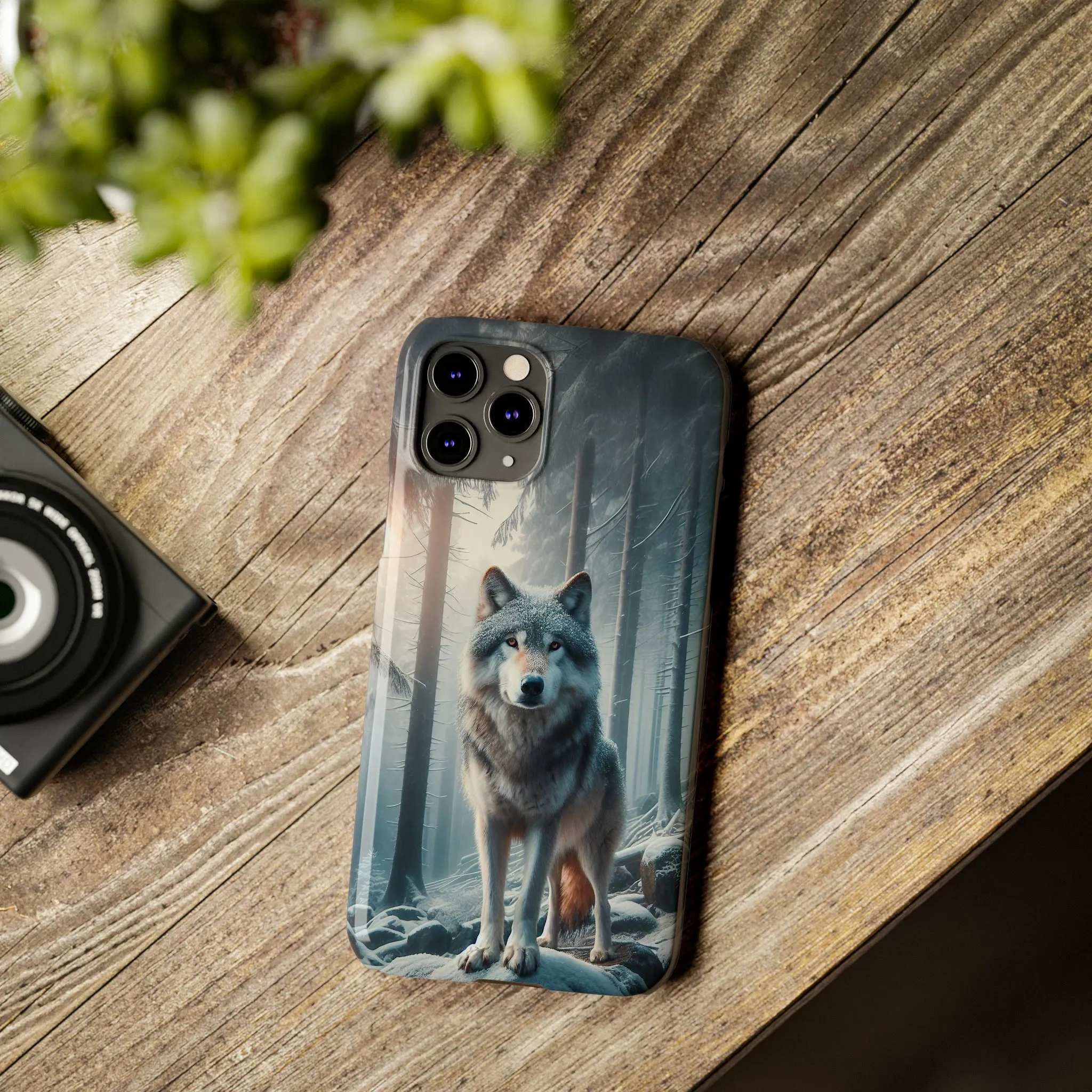 Majestic Wolf Design Sleek Elegance Wireless-Charging Compatible Phone Case Slim Phone Case compatible with over 20 iphone models